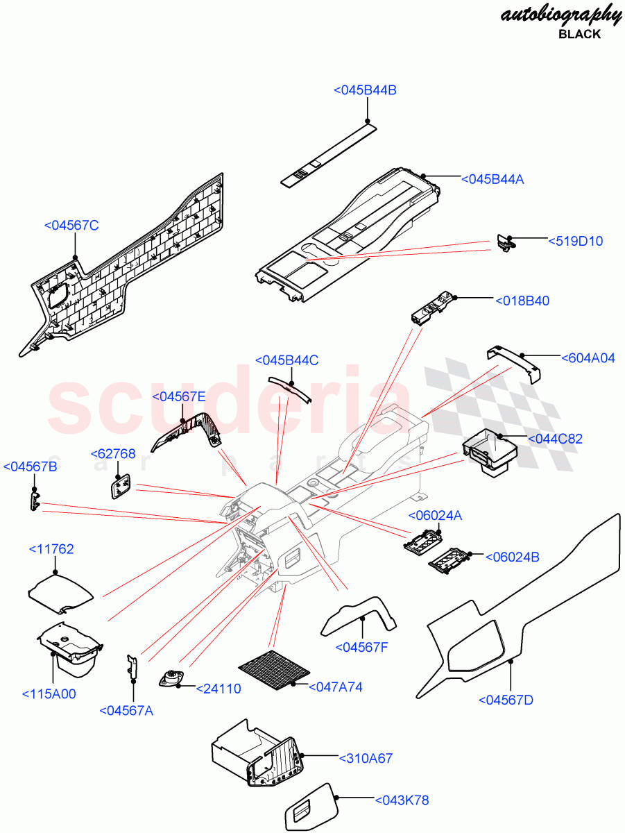 Console - Floor (Rear, Autobiography Black / SV Autobiography, External Components) (With 2 Rear Small Individual Seats) ((V) FROMJA000001) of Land Rover Land Rover Range Rover (2012-2021) [4.4 DOHC Diesel V8 DITC]