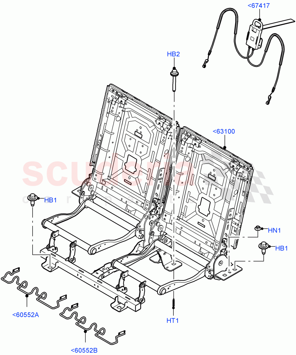 Rear Seat Base (With 3rd Row Double Seat) of Land Rover Land Rover Defender (2020+) [3.0 I6 Turbo Diesel AJ20D6]