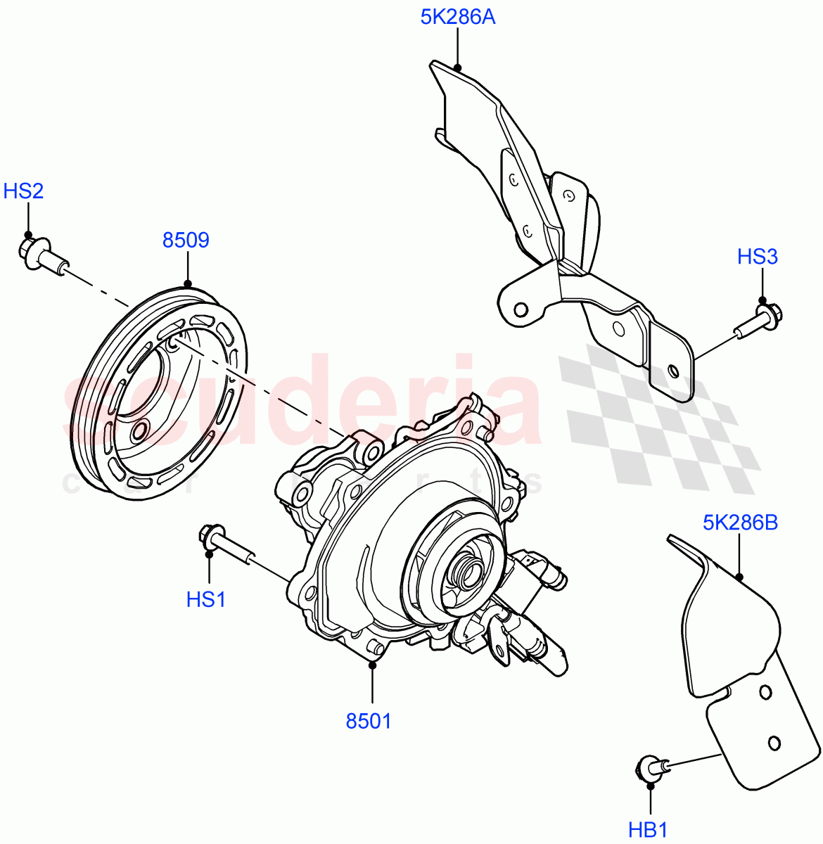 Water Pump (1.5L AJ20P3 Petrol High PHEV, Changsu (China), 1.5L AJ20P3 Petrol High) of Land Rover Land Rover Discovery Sport (2015+) [1.5 I3 Turbo Petrol AJ20P3]