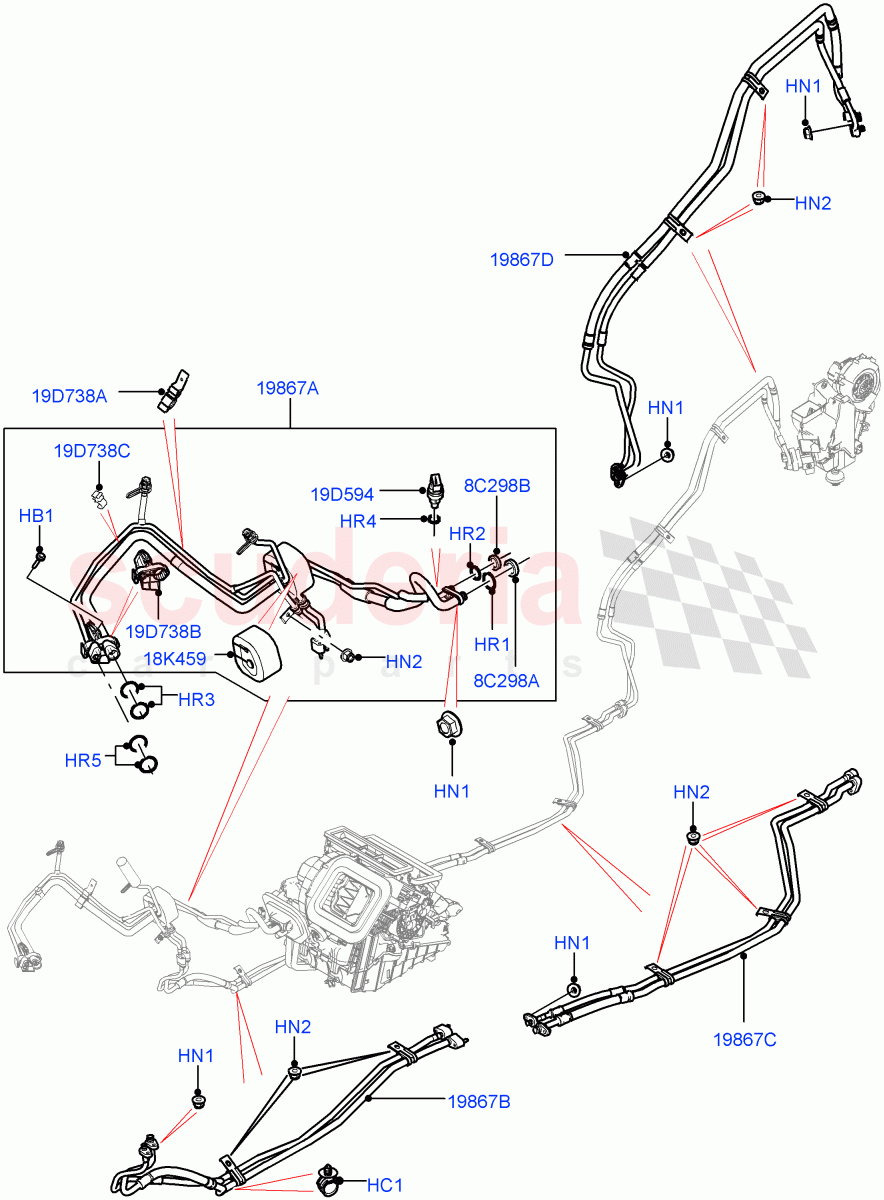 Air Conditioning System (Changsu (China), Climate Control - Chiller Unit, Air Conditioning Refrigerant-R134A) ((V) FROMFG000001, (V) TOKG446856) of Land Rover Land Rover Discovery Sport (2015+) [2.0 Turbo Diesel]