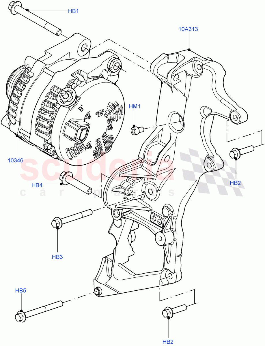 Alternator And Mountings (2.2L CR DI 16V Diesel, Halewood (UK)) ((V) TODH999999) of Land Rover Land Rover Range Rover Evoque (2012-2018) [2.0 Turbo Diesel]