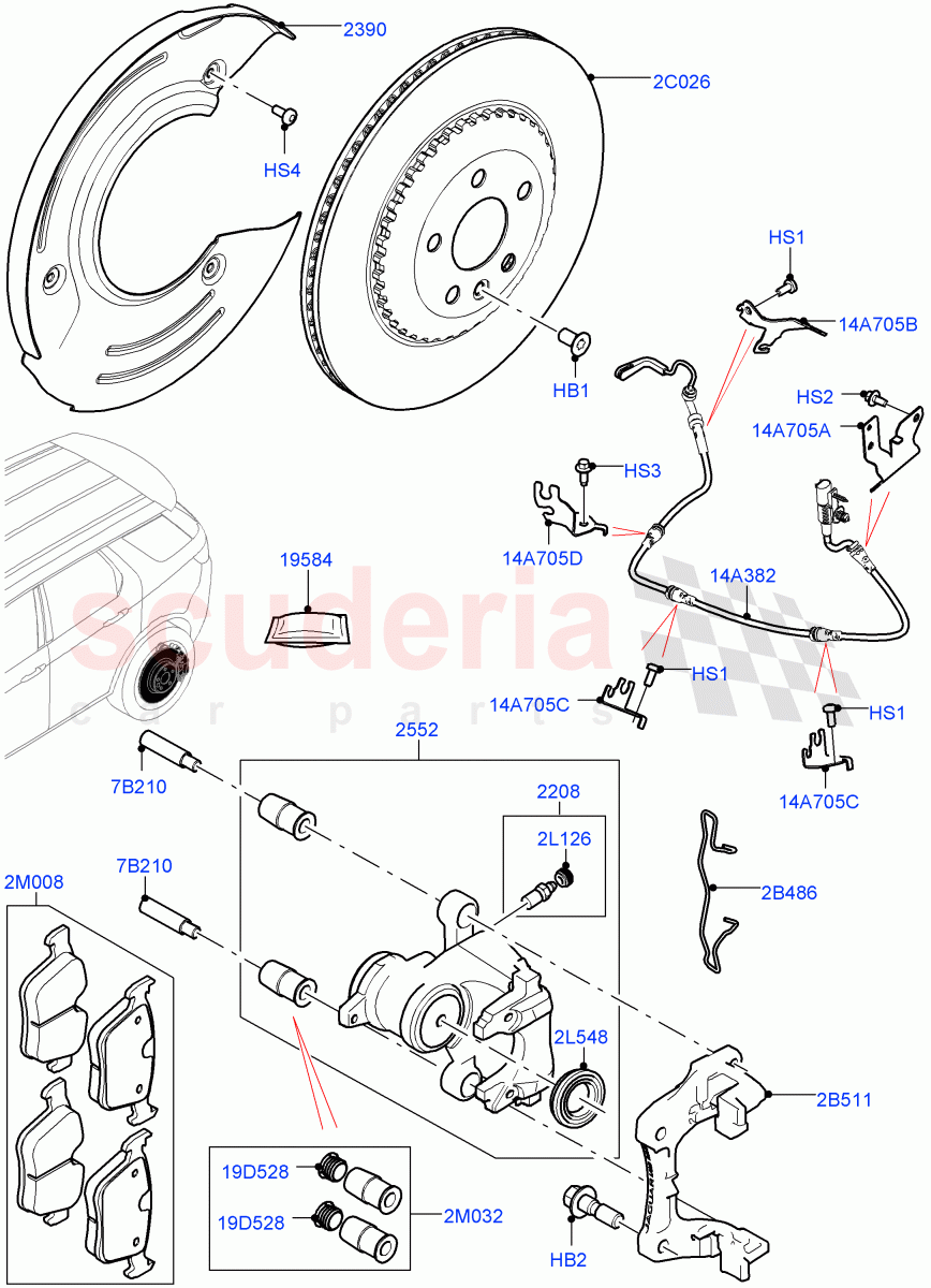 Rear Brake Discs And Calipers (Halewood (UK), Disc Brake Size Frt 17/RR 17, Disc And Caliper Size-Frt 18/RR 17) ((V) FROMLH000001) of Land Rover Land Rover Discovery Sport (2015+) [2.0 Turbo Diesel]