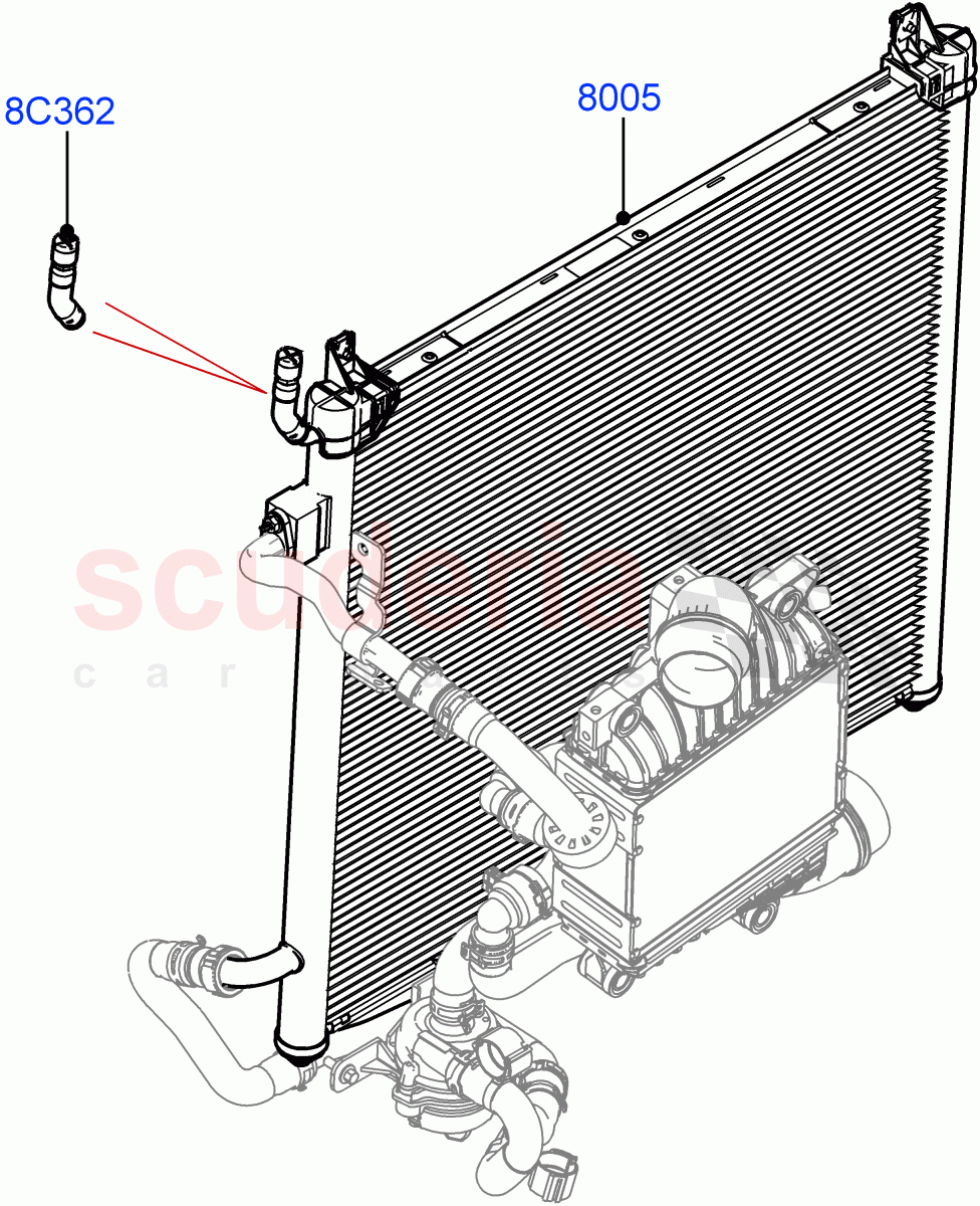 Radiator/Coolant Overflow Container (Water Charge Air Cooler, Intercooler Radiator, Nitra Plant Build) (2.0L I4 DSL HIGH DOHC AJ200) of Land Rover Land Rover Defender (2020+) [2.0 Turbo Diesel]