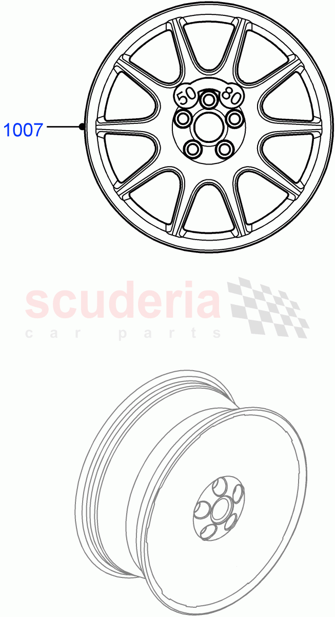 Spare Wheel (Solihull Plant Build) (With Mini Alloy Spare Wheel, With Mini Aluminium Spare Wheel) ((V) FROMHA000001) of Land Rover Land Rover Discovery 5 (2017+) [3.0 I6 Turbo Petrol AJ20P6]