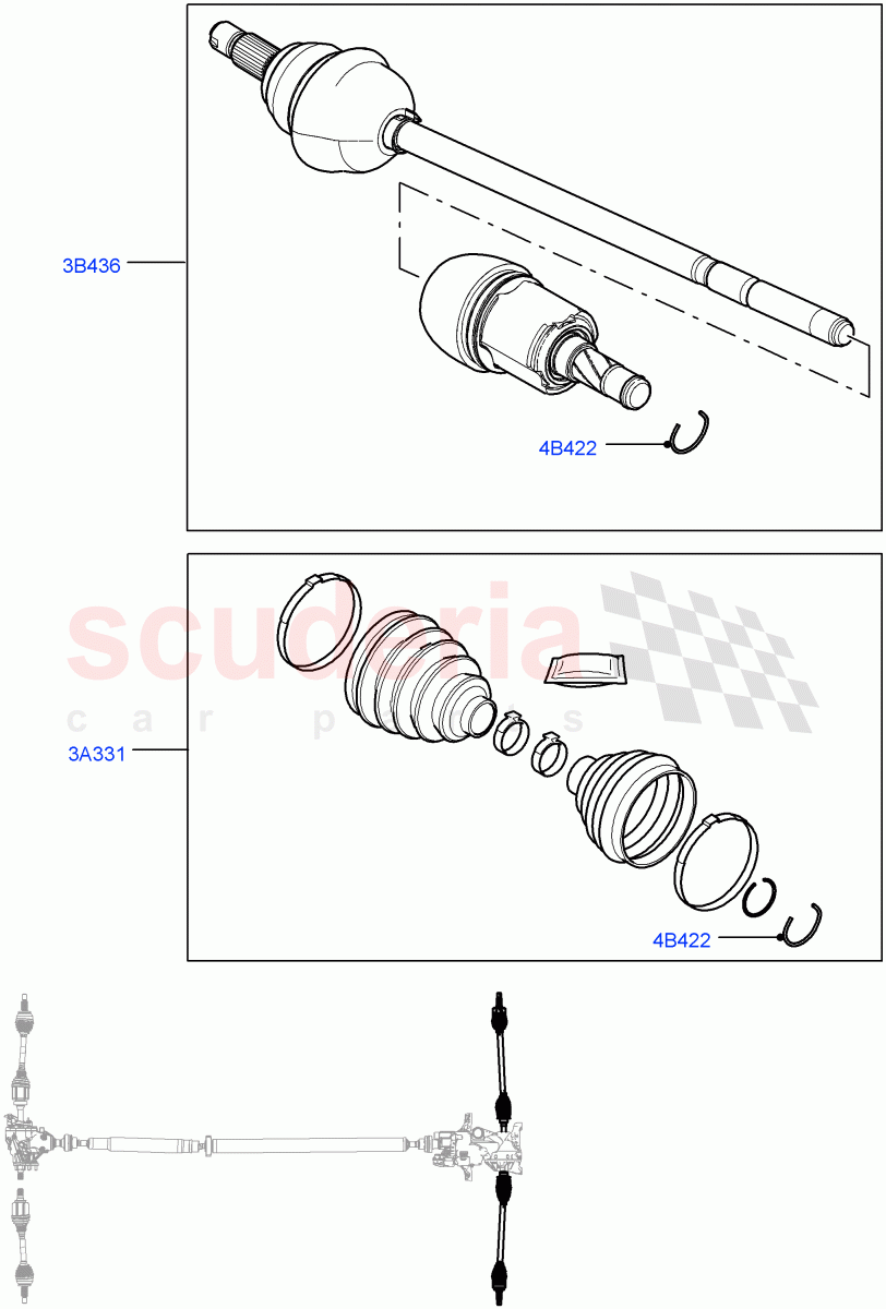 Drive Shaft - Rear Axle Drive (6 Speed Auto AWF21 AWD, Halewood (UK), 6 Speed Manual Trans M66 - AWD, 9 Speed Auto AWD) of Land Rover Land Rover Range Rover Evoque (2012-2018) [2.0 Turbo Petrol GTDI]