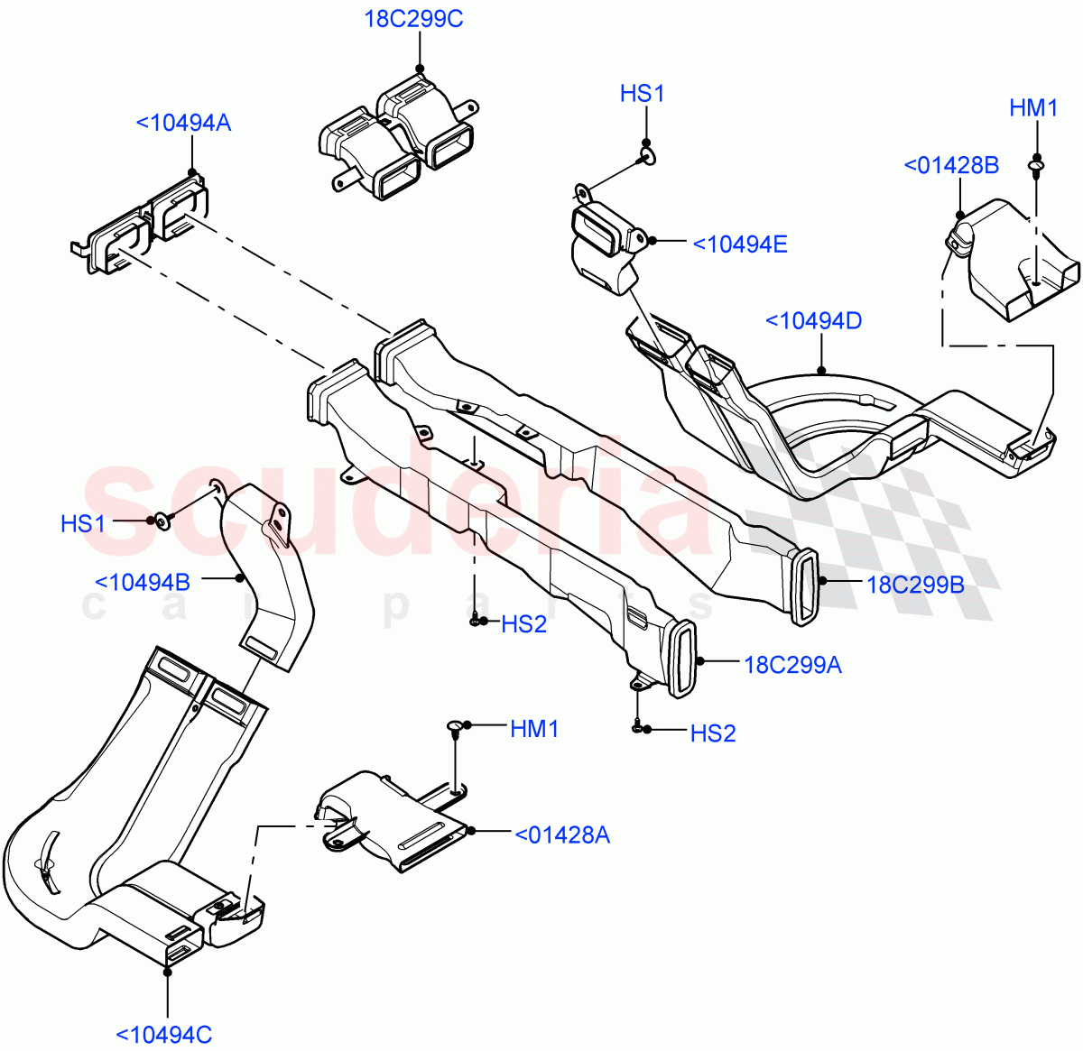 Air Vents, Louvres And Ducts (Floor, Nitra Plant Build, Internal Components) ((V) FROMM2000001) of Land Rover Land Rover Discovery 5 (2017+) [2.0 Turbo Diesel]
