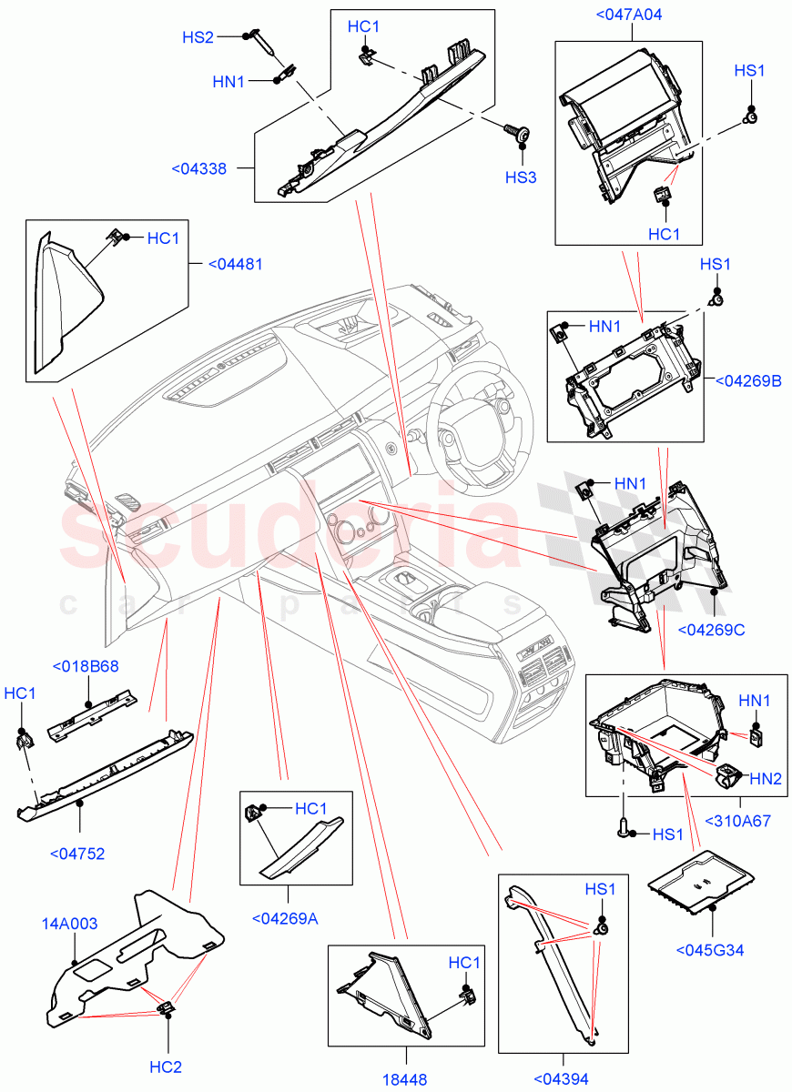 Instrument Panel (Lower, External) (Halewood (UK)) ((V) FROMLH000001) of Land Rover Land Rover Discovery Sport (2015+) [2.0 Turbo Petrol AJ200P]