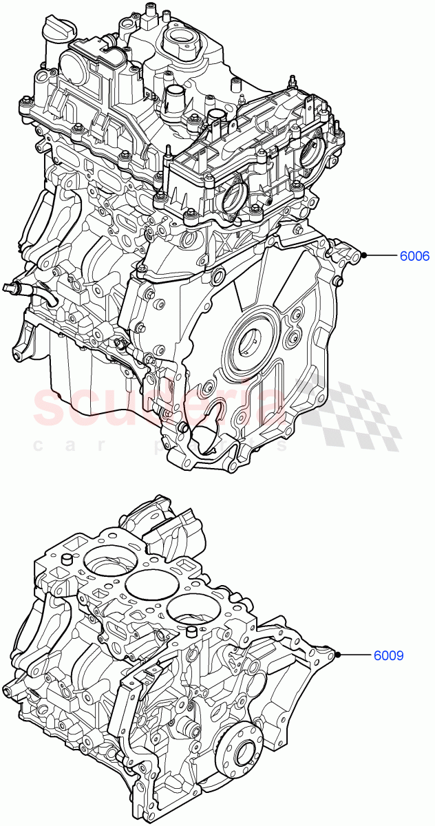 Service Engine And Short Block (1.5L AJ20P3 Petrol High PHEV, Halewood (UK), 1.5L AJ20P3 Petrol High) ((V) FROMLH000001) of Land Rover Land Rover Range Rover Evoque (2019+) [1.5 I3 Turbo Petrol AJ20P3]