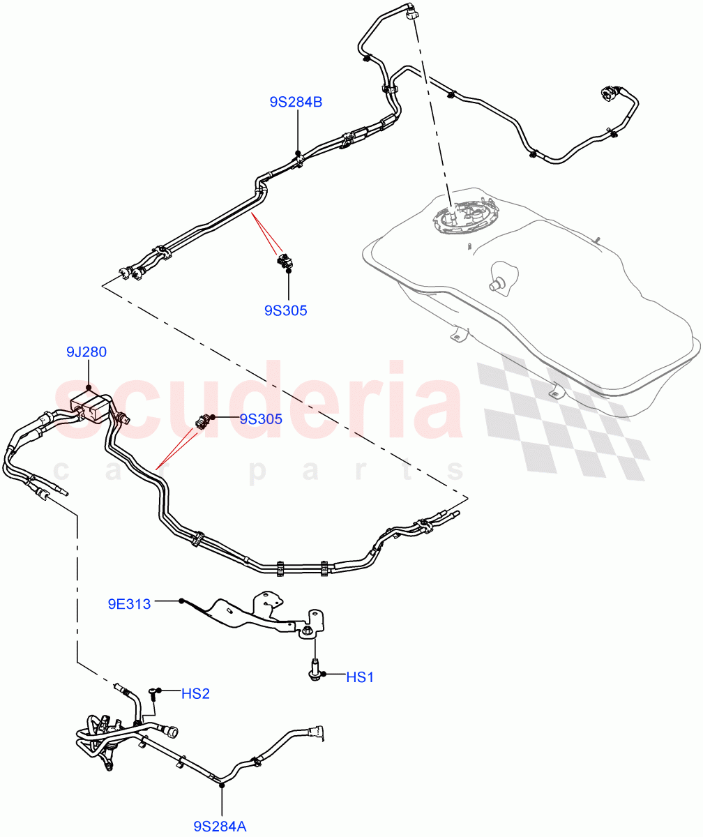 Fuel Lines (1.5L AJ20P3 Petrol High PHEV, Standard Wheelbase, Changsu (China)) of Land Rover Land Rover Discovery Sport (2015+) [1.5 I3 Turbo Petrol AJ20P3]
