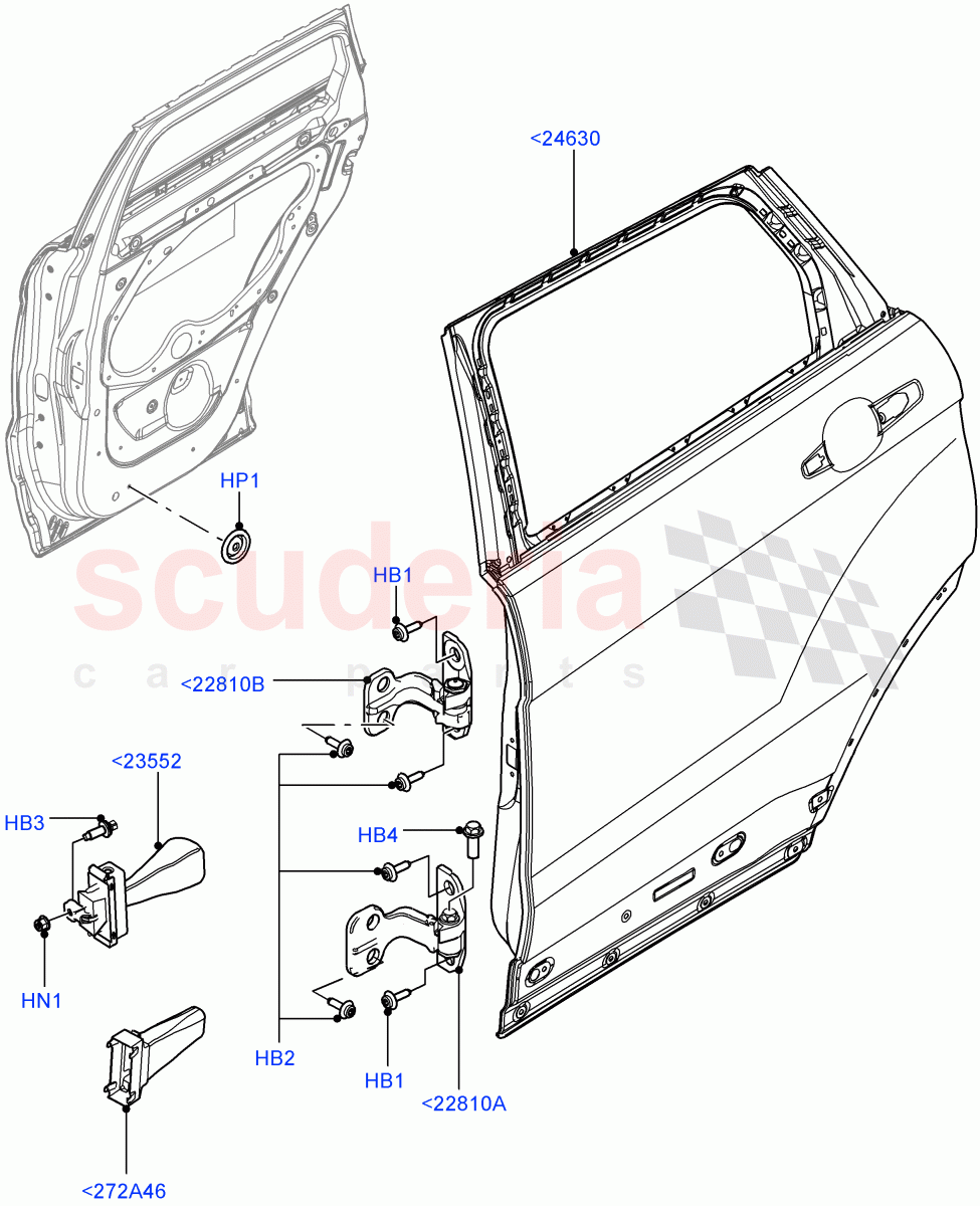 Rear Doors, Hinges & Weatherstrips (Door And Fixings) (5 Door, Itatiaia (Brazil)) ((V) FROMGT000001) of Land Rover Land Rover Range Rover Evoque (2012-2018) [2.2 Single Turbo Diesel]