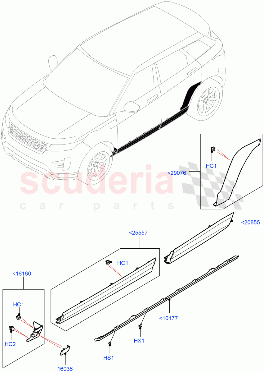 Body Mouldings (Itatiaia (Brazil)) of Land Rover Land Rover Range Rover Evoque (2019+) [1.5 I3 Turbo Petrol AJ20P3]