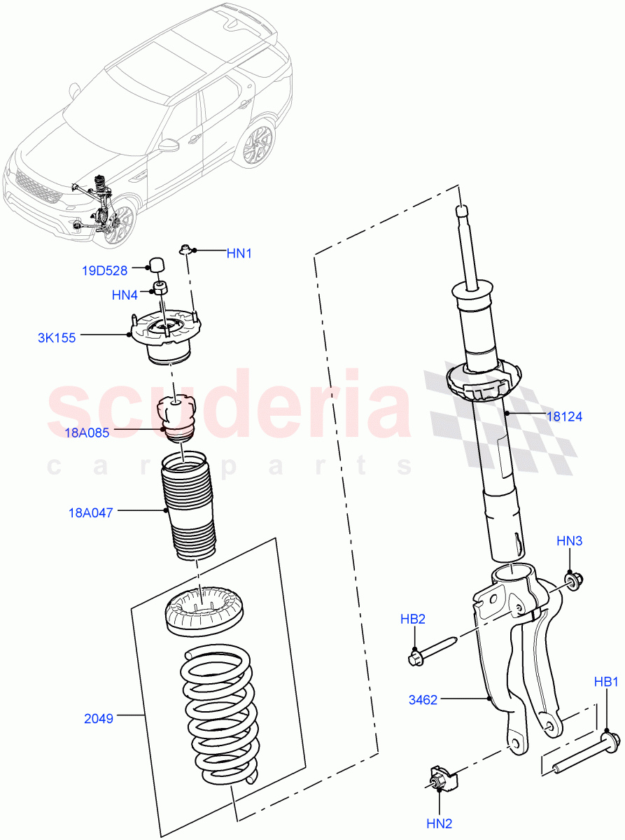 Front Suspension Struts And Springs (Nitra Plant Build) (With Standard Duty Coil Spring Susp) ((V) FROMK2000001, (V) TOL2999999) of Land Rover Land Rover Discovery 5 (2017+) [2.0 Turbo Diesel]