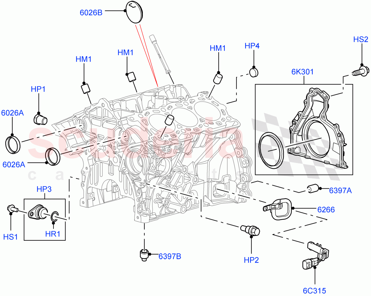 Cylinder Block And Plugs (Solihull Plant Build) (3.0 V6 Diesel) ((V) FROMAA000001) of Land Rover Land Rover Range Rover (2012-2021) [3.0 Diesel 24V DOHC TC]