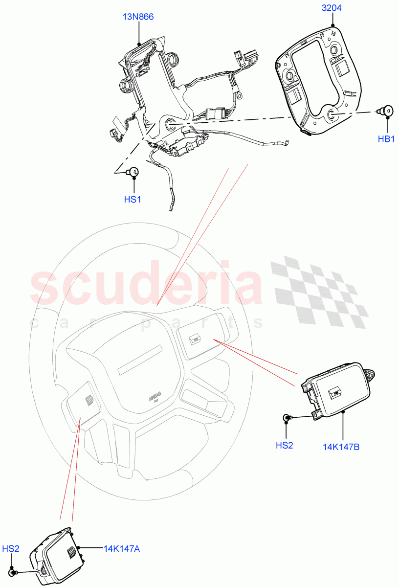 Switches (Steering Wheel, Nitra Plant Build) ((V) FROMM2000001) of Land Rover Land Rover Discovery 5 (2017+) [2.0 Turbo Petrol AJ200P]