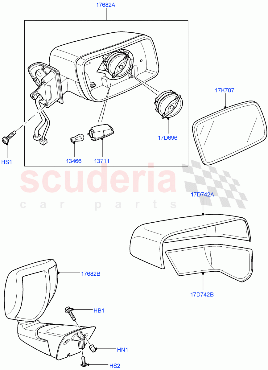 Exterior Rear View Mirror ((V) TO9A999999) of Land Rover Land Rover Range Rover Sport (2005-2009) [4.4 AJ Petrol V8]