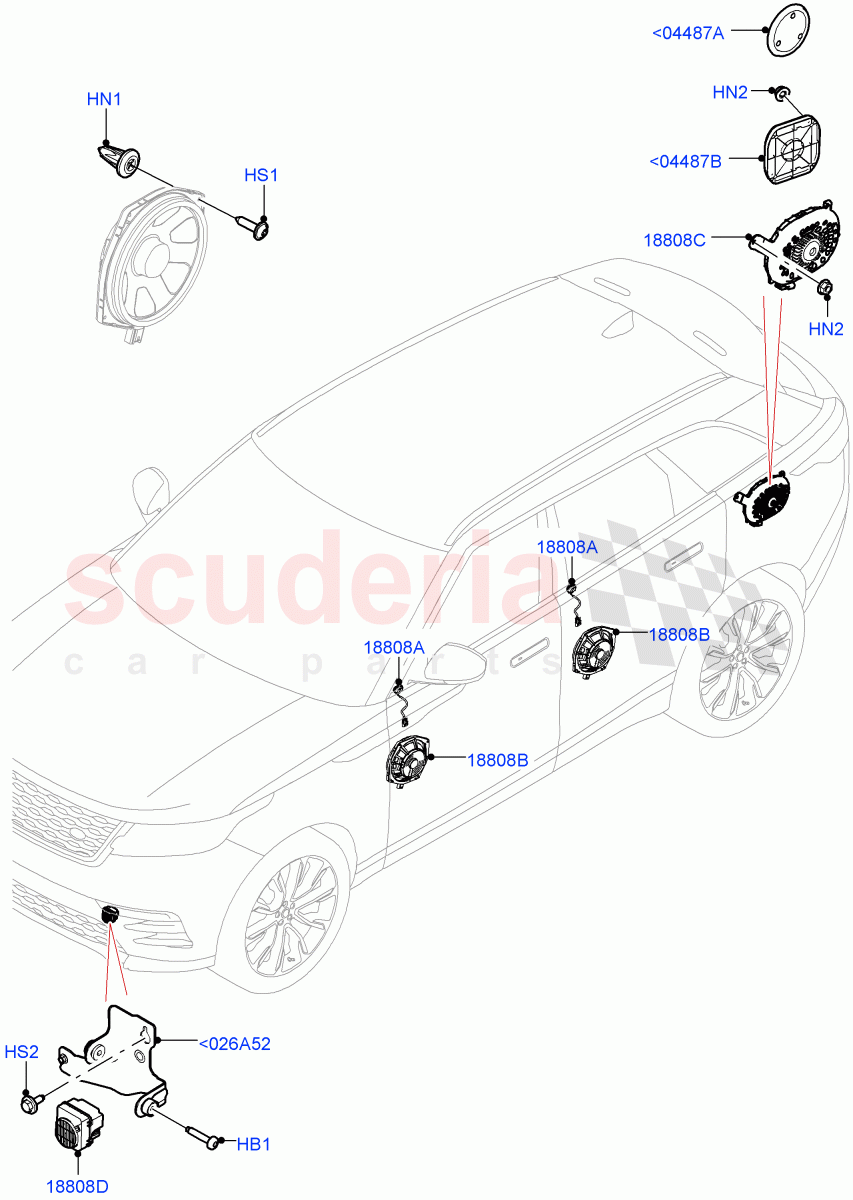 Speakers (Standard Audio (Base)) of Land Rover Land Rover Range Rover Velar (2017+) [5.0 OHC SGDI SC V8 Petrol]