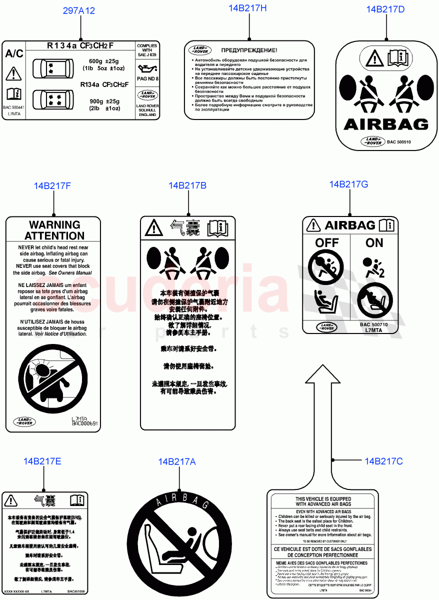 Labels (For Air Bag / Air Conditioning) ((V) FROMAA000001) of Land Rover Land Rover Range Rover (2010-2012) [5.0 OHC SGDI SC V8 Petrol]