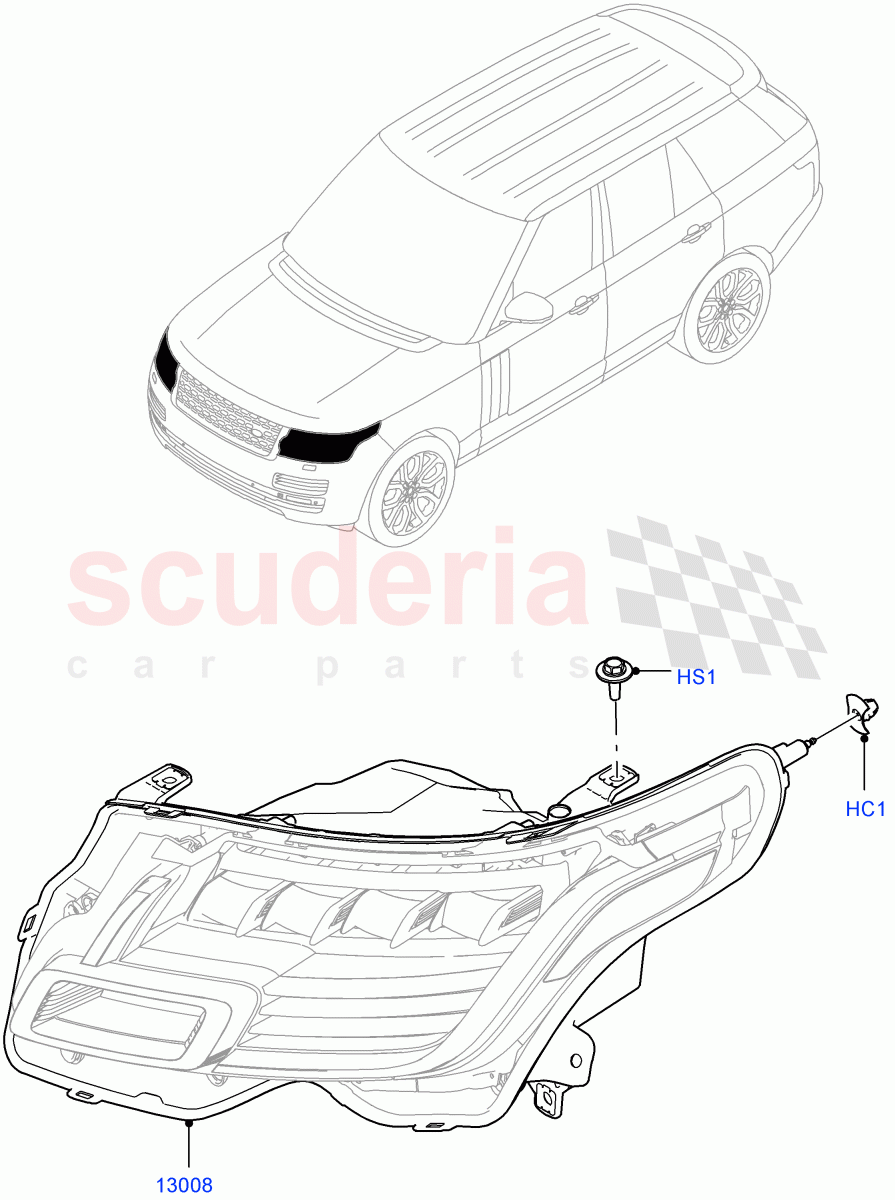 Headlamps And Front Flasher Lamps ((V) FROMJA000001) of Land Rover Land Rover Range Rover (2012-2021) [3.0 DOHC GDI SC V6 Petrol]