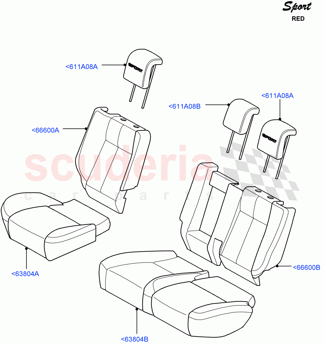 Rear Seat Covers (Red Sport LE) ((V) FROMDA000001) of Land Rover Land Rover Range Rover Sport (2010-2013) [5.0 OHC SGDI SC V8 Petrol]