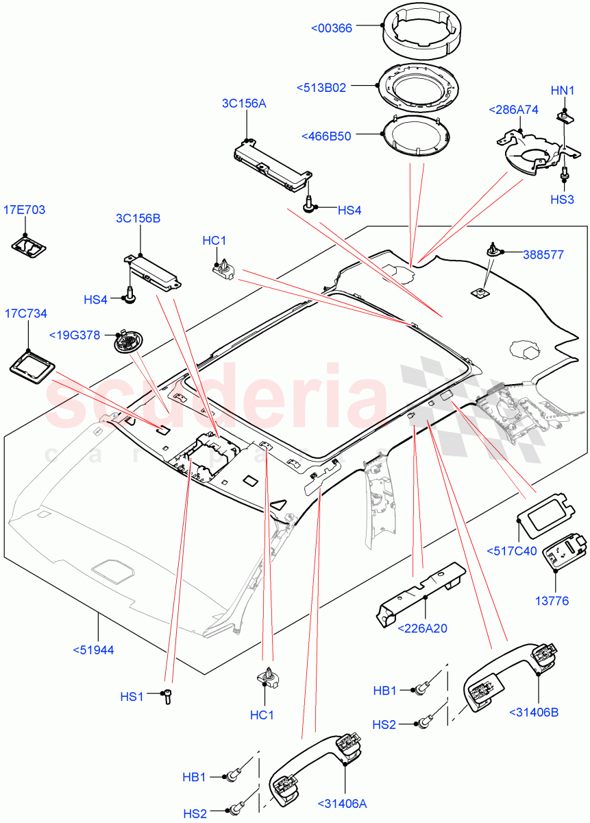 Headlining And Sun Visors (With Roof Conversion-Panorama Roof, Changsu (China)) ((V) FROMFG000001) of Land Rover Land Rover Discovery Sport (2015+) [2.0 Turbo Petrol AJ200P]