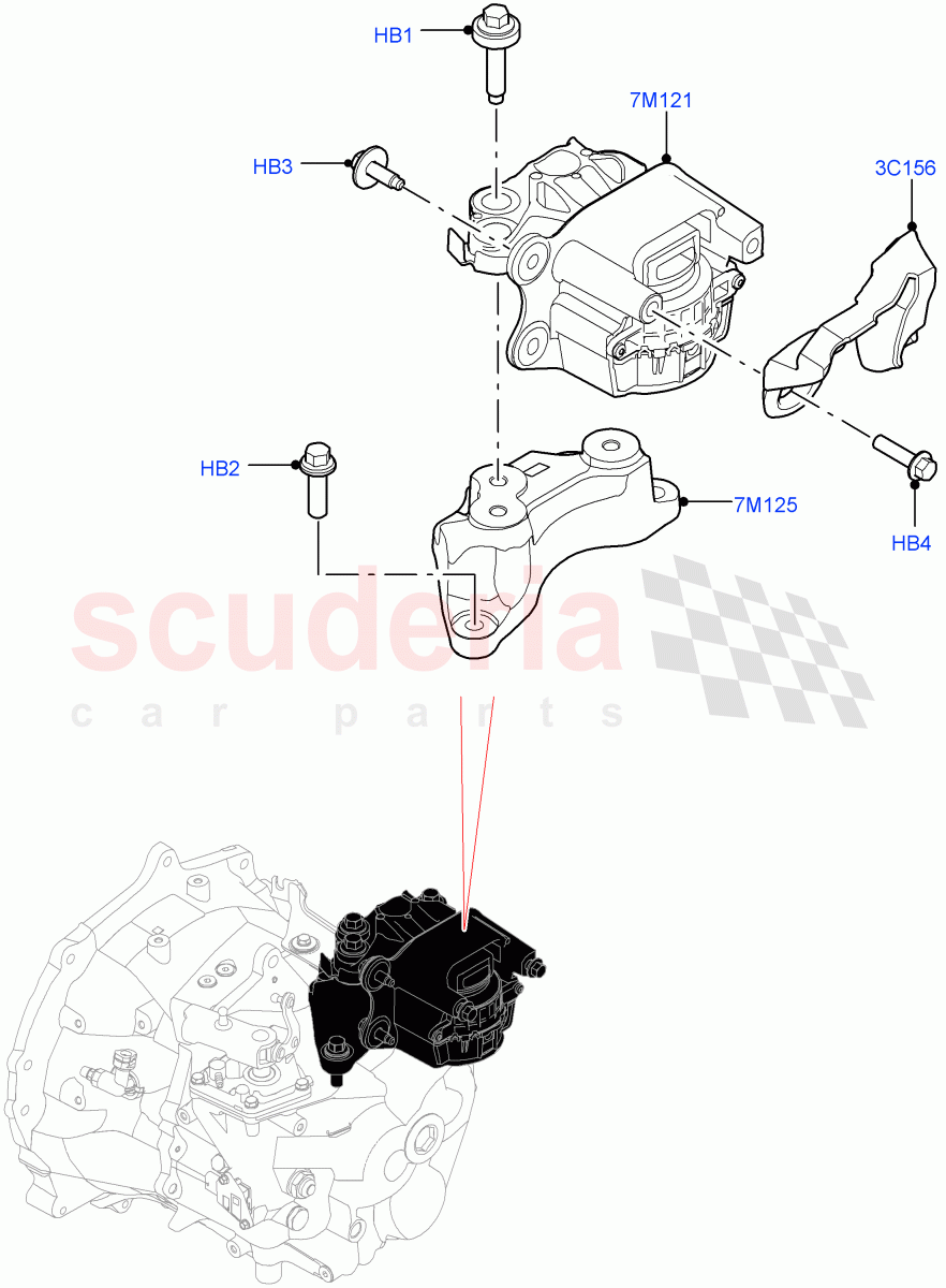 Transmission Mounting (2.0L AJ20D4 Diesel LF PTA, 6 Speed Manual Trans BG6, Halewood (UK), 2.0L AJ20D4 Diesel Mid PTA) ((V) FROMLH000001) of Land Rover Land Rover Discovery Sport (2015+) [2.0 Turbo Petrol GTDI]
