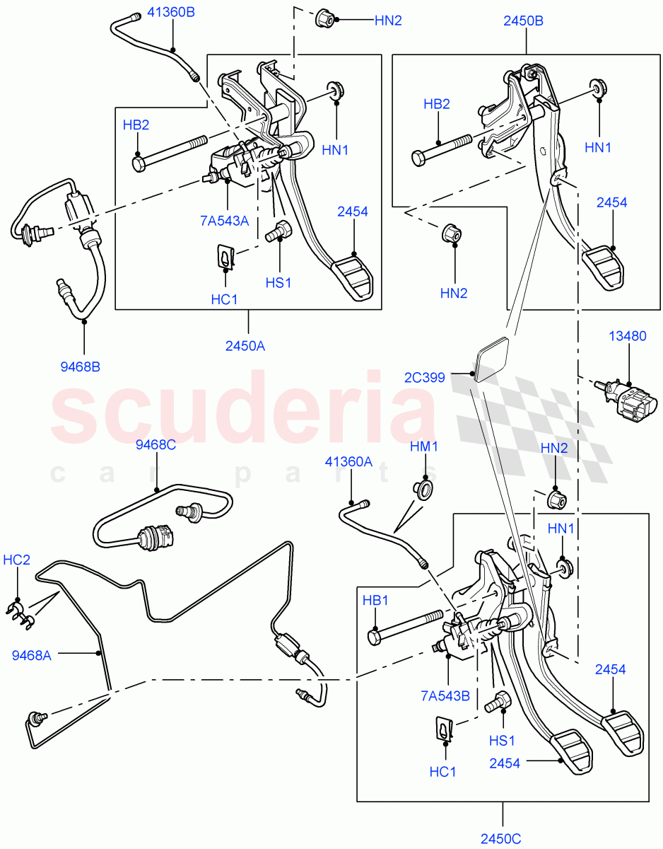 Brake And Clutch Controls (6 Speed Man ZF S6-53) ((V) FROMAA000001) of Land Rover Land Rover Discovery 4 (2010-2016) [5.0 OHC SGDI NA V8 Petrol]