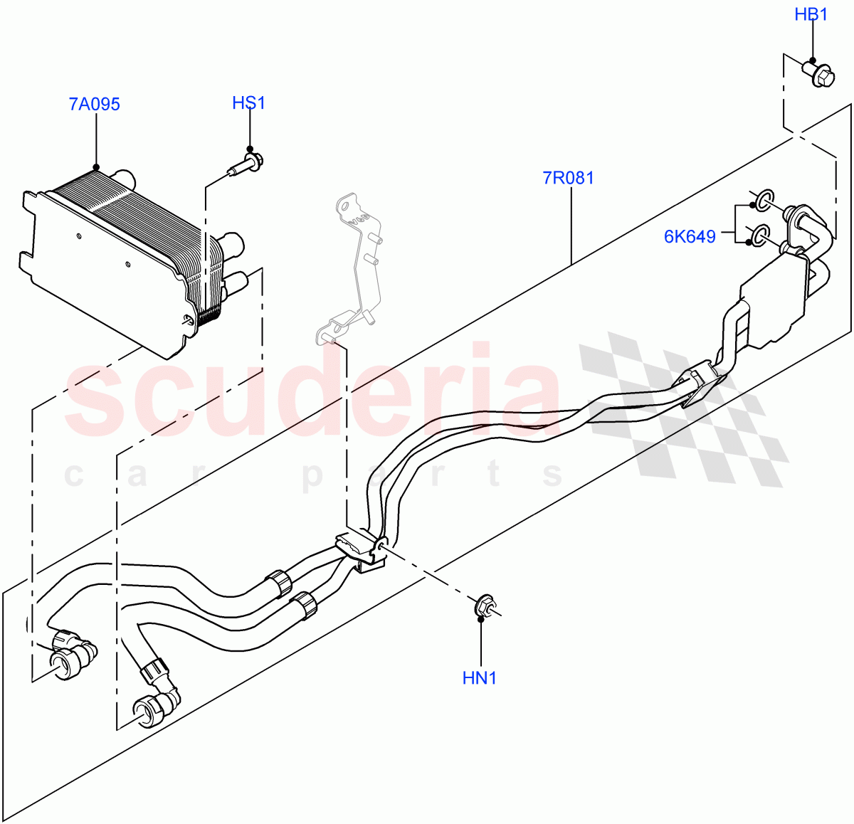 Transmission Cooling Systems (Solihull Plant Build) (3.0L 24V DOHC V6 TC Diesel, 8 Speed Auto Trans ZF 8HP70 4WD, 3.0 V6 D Gen2 Mono Turbo, 3.0 V6 D Gen2 Twin Turbo, 3.0L 24V V6 Turbo Diesel Std Flow, 3.0 V6 D Low MT ROW) ((V) FROMAA000001) of Land Rover Land Rover Range Rover Sport (2014+) [3.0 Diesel 24V DOHC TC]
