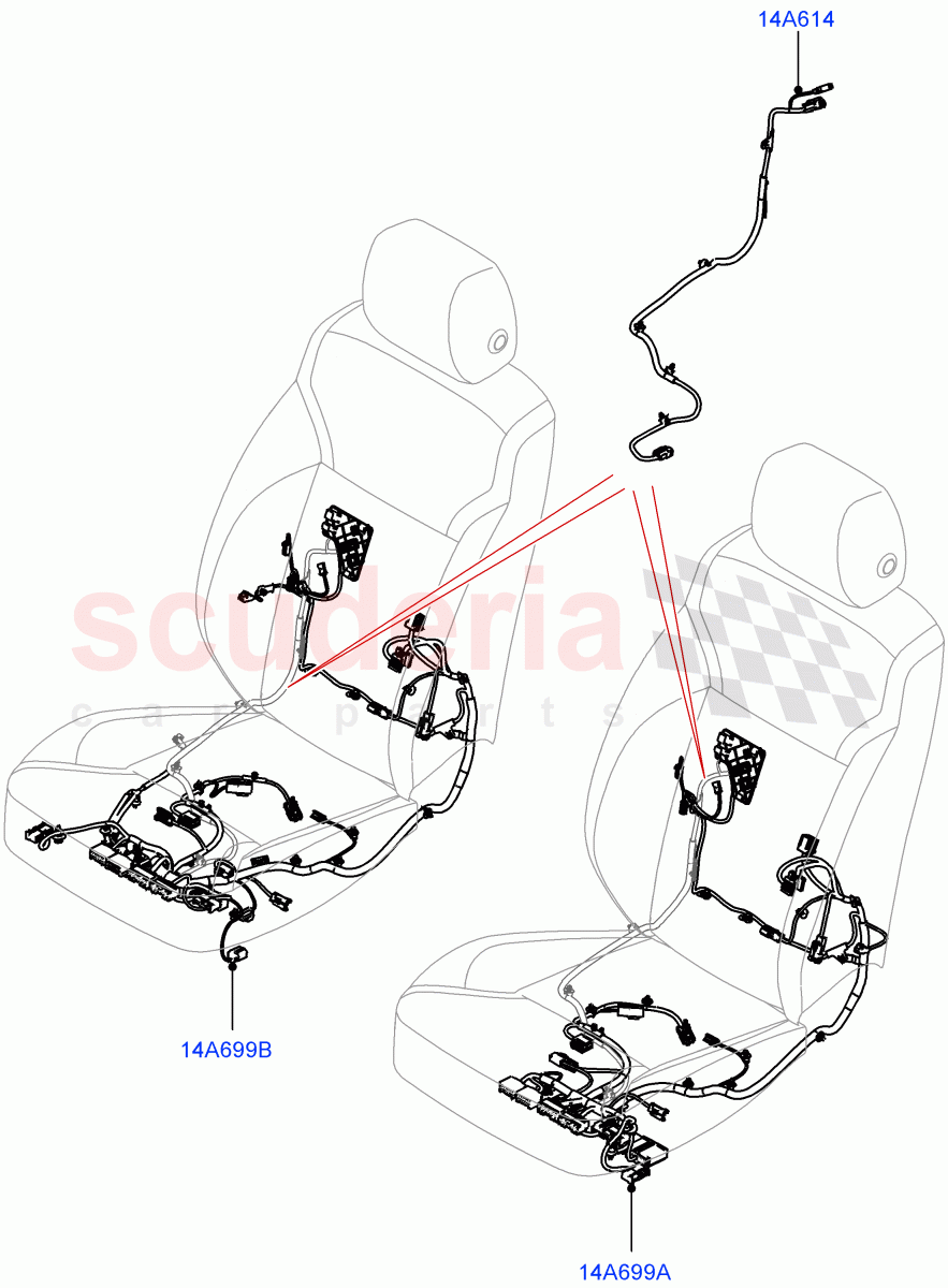 Wiring - Seats (Front Seats, Solihull Plant Build) ((V) FROMKA000001) of Land Rover Land Rover Discovery 5 (2017+) [3.0 I6 Turbo Petrol AJ20P6]