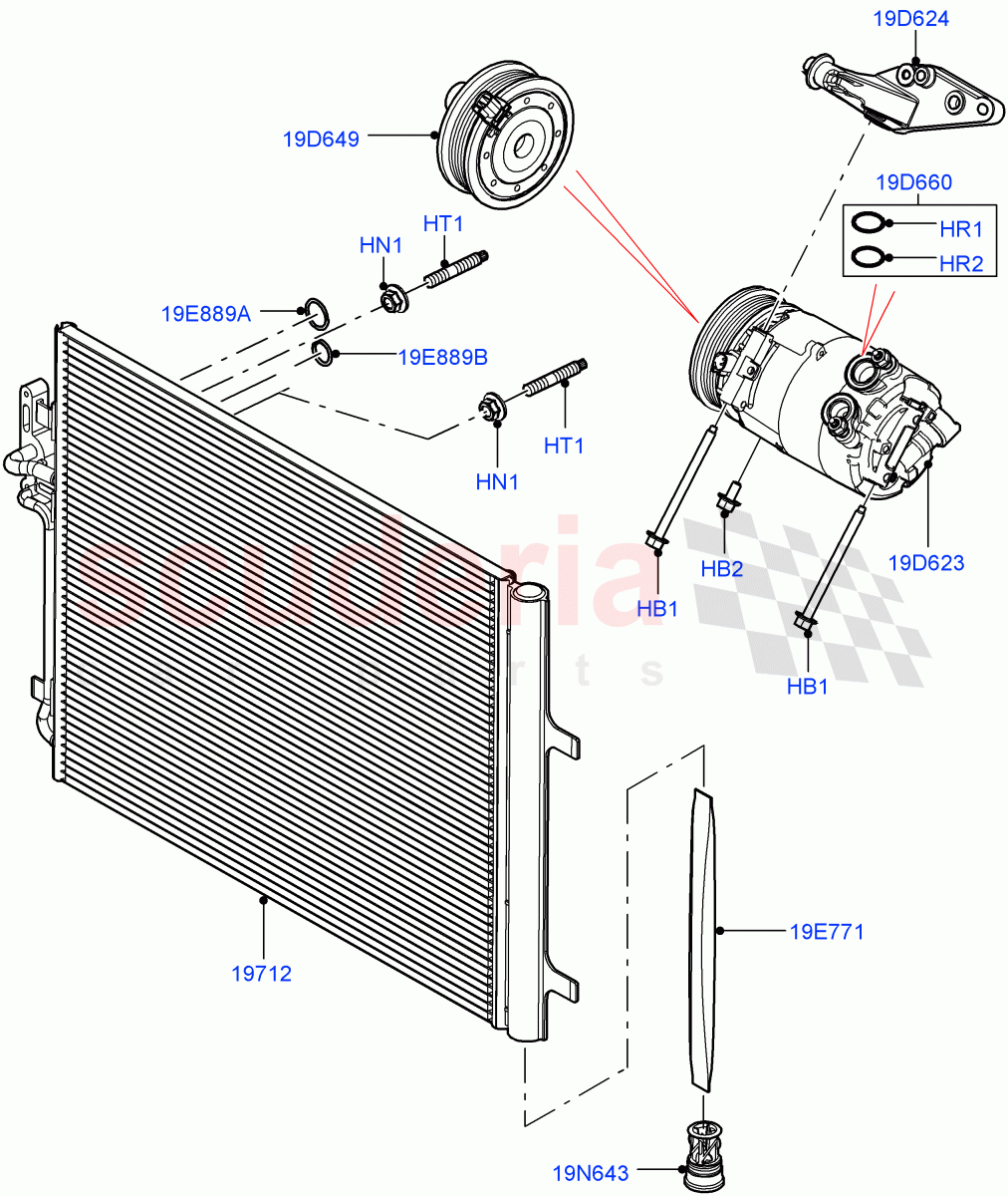 Air Conditioning Condensr/Compressr (2.0L 16V TIVCT T/C 240PS Petrol, Itatiaia (Brazil)) ((V) FROMGT000001) of Land Rover Land Rover Range Rover Evoque (2012-2018) [2.0 Turbo Petrol GTDI]