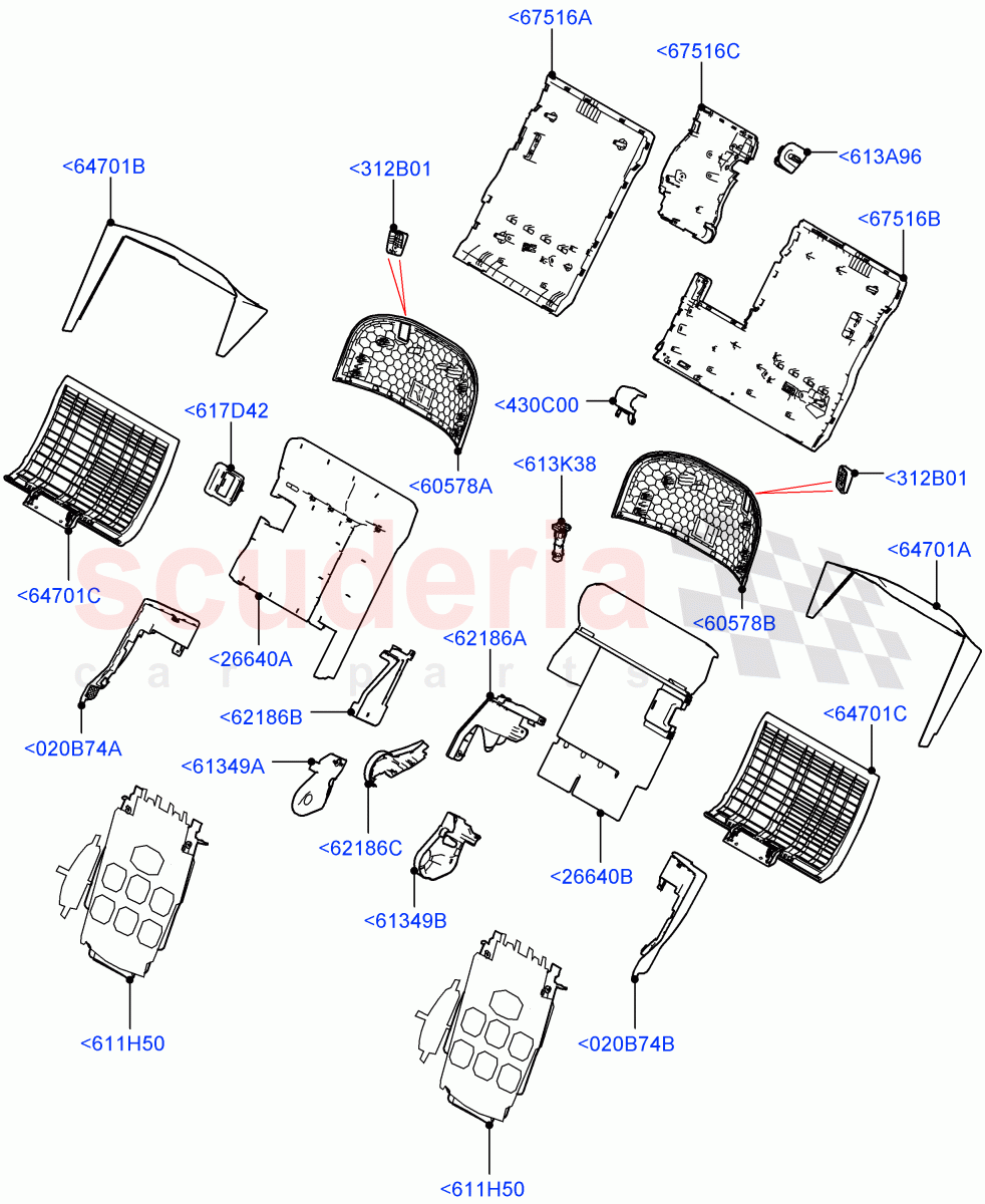 Rear Seat Back (2S AL Leather Diamond, 40/20/40 Super Slouch Rear Seat) ((V) FROMJA000001) of Land Rover Land Rover Range Rover (2012-2021) [3.0 DOHC GDI SC V6 Petrol]
