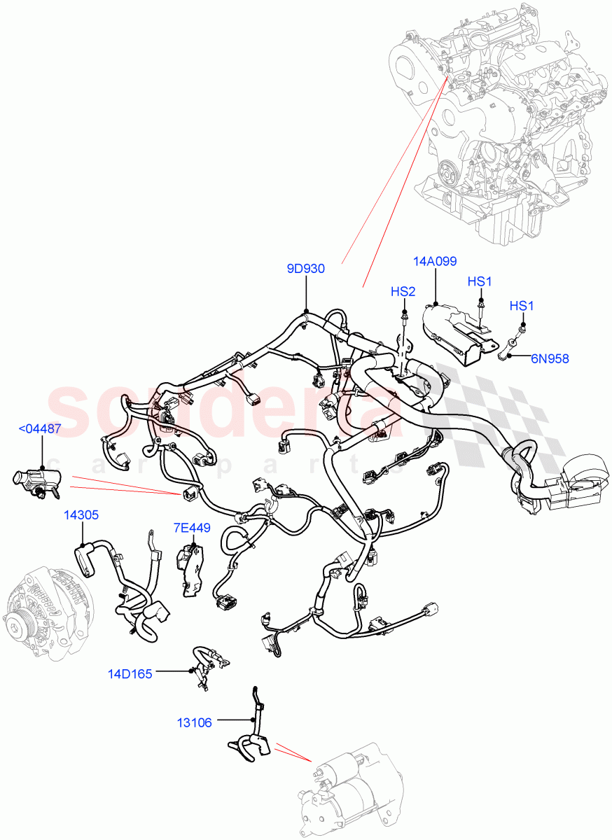 Electrical Wiring - Engine And Dash (3.0 V6 D Gen2 Twin Turbo) ((V) FROMFA000001) of Land Rover Land Rover Range Rover Sport (2014+) [2.0 Turbo Diesel]
