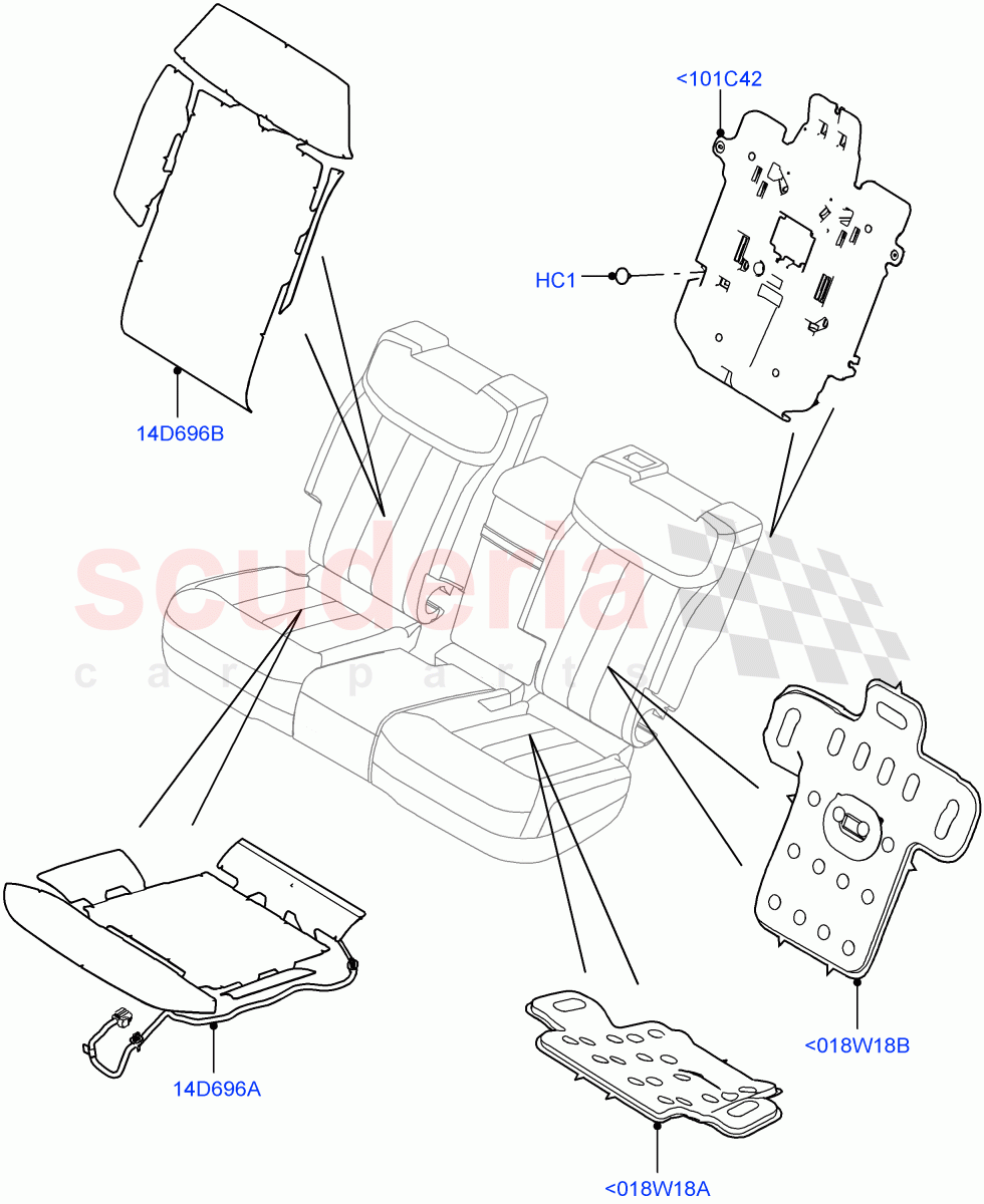 Rear Seat Pads/Valances & Heating (Heating) (With 60/40 Power Fold Thru Rr Seat, 60/40 Load Through With Slide) of Land Rover Land Rover Range Rover (2022+) [4.4 V8 Turbo Petrol NC10]