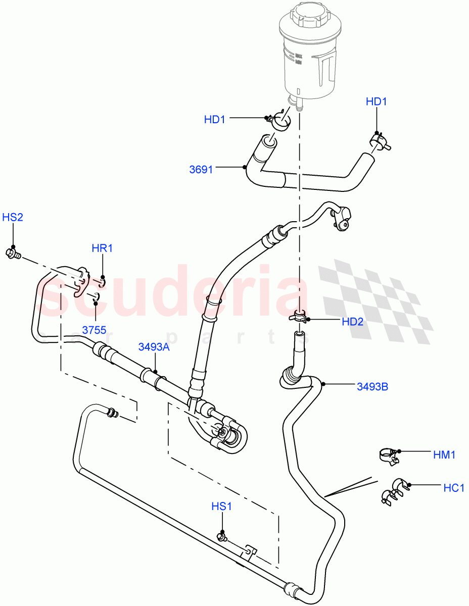Supply & Return Hoses - Power Strg (3.0 V6 Diesel) ((V) FROMAA000001) of Land Rover Land Rover Discovery 4 (2010-2016) [3.0 DOHC GDI SC V6 Petrol]
