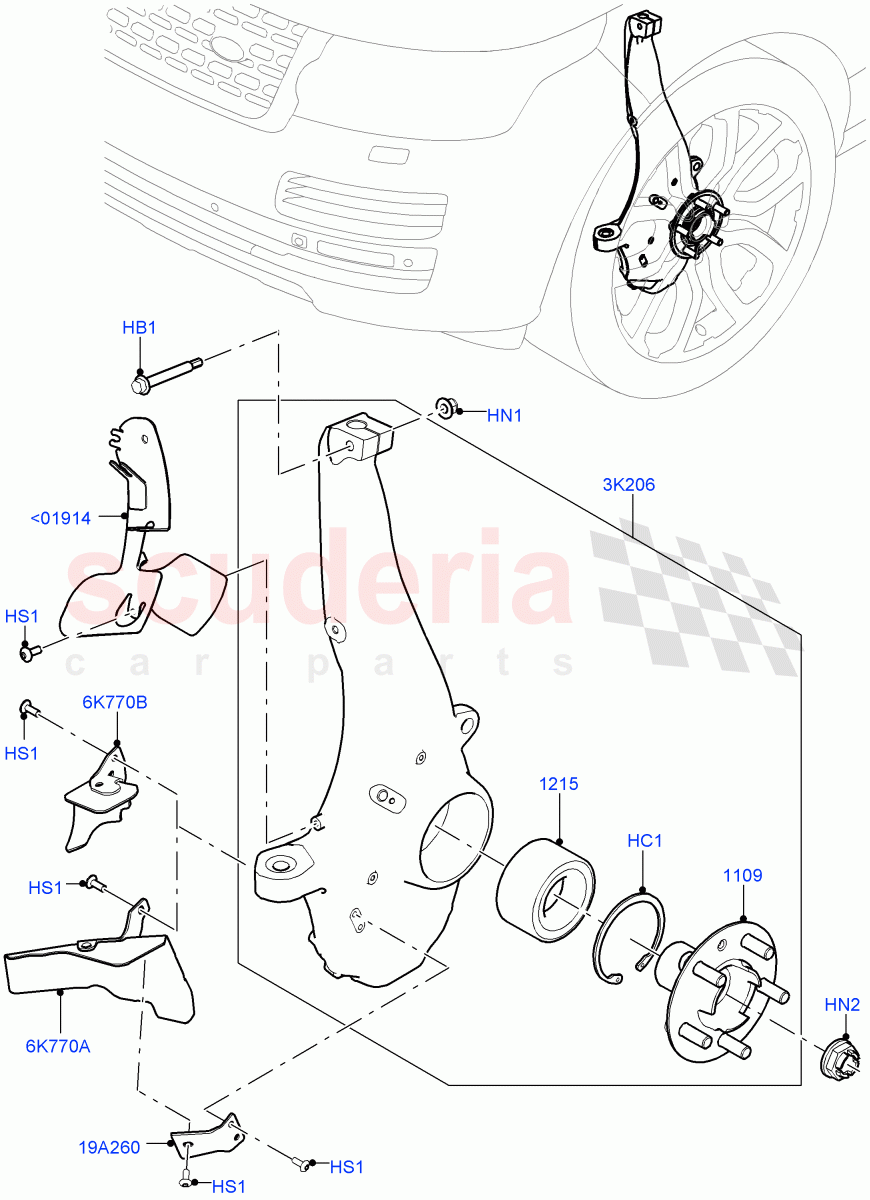 Front Knuckle And Hub of Land Rover Land Rover Range Rover (2012-2021) [3.0 I6 Turbo Diesel AJ20D6]