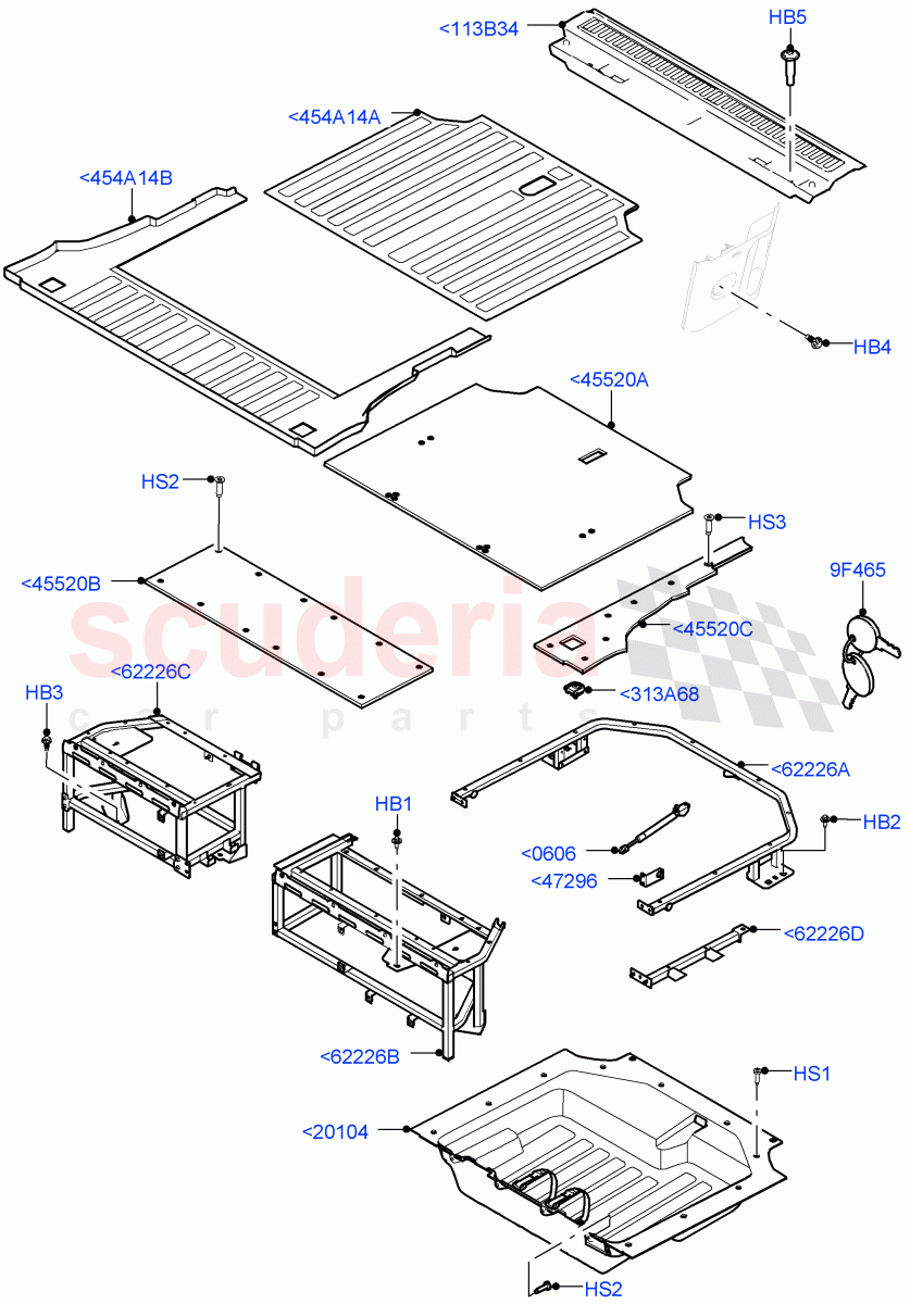 Load Compartment Trim (Commercial) (Short Wheelbase, Version - Commercial) ((V) FROMM2000001) of Land Rover Land Rover Defender (2020+) [3.0 I6 Turbo Diesel AJ20D6]
