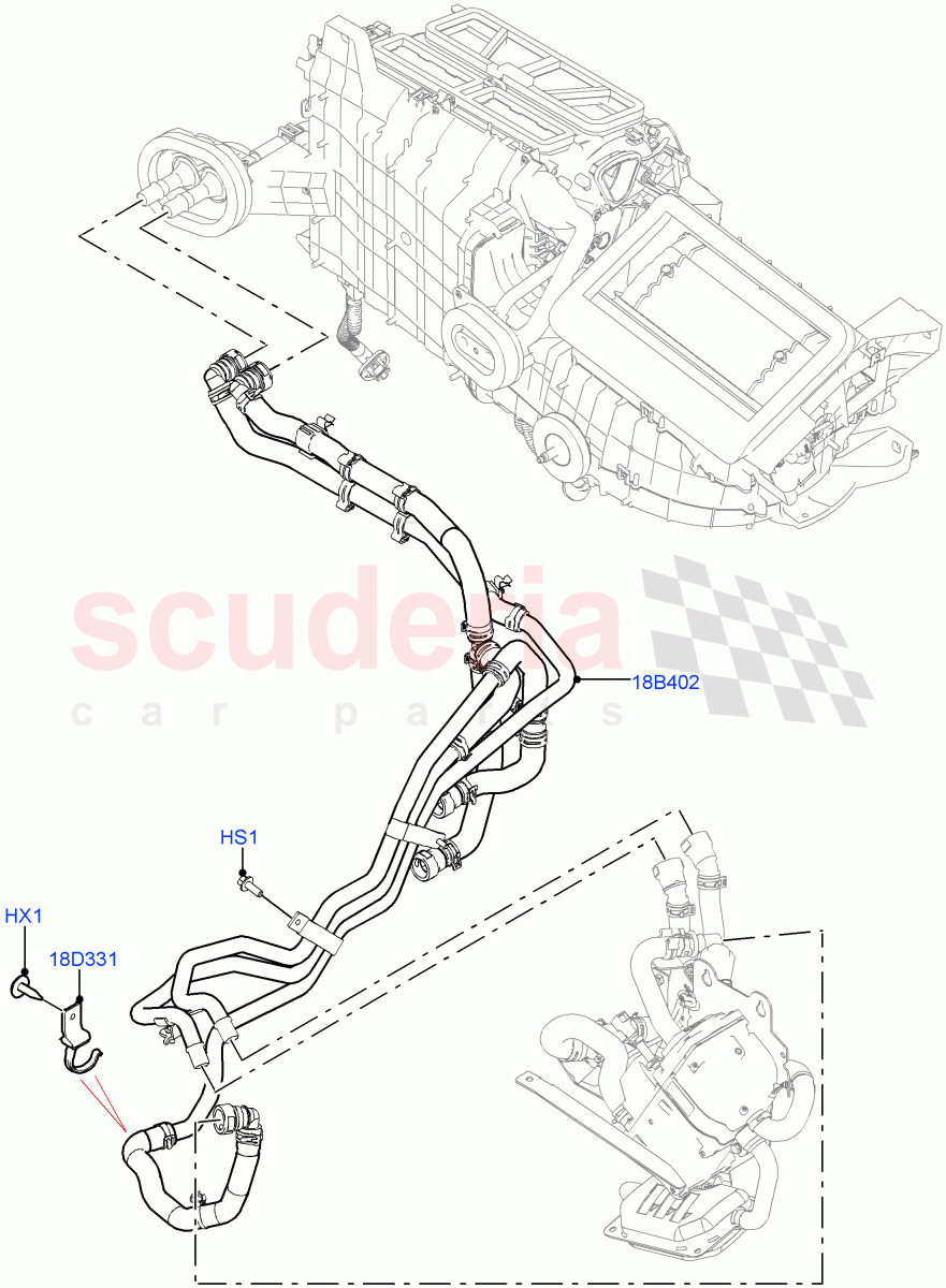 Heater Hoses (2.0L I4 DSL HIGH DOHC AJ200, Fuel Heater W/Pk Heat With Remote, 2.0L I4 DSL MID DOHC AJ200) of Land Rover Land Rover Range Rover Velar (2017+) [2.0 Turbo Diesel]