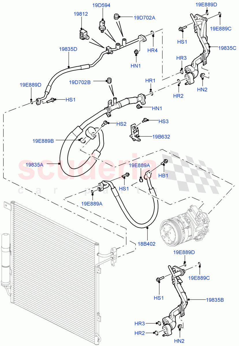 Air Conditioning System (Front) (Cologne V6 4.0 EFI (SOHC)) ((V) FROMAA000001) of Land Rover Land Rover Discovery 4 (2010-2016) [3.0 DOHC GDI SC V6 Petrol]
