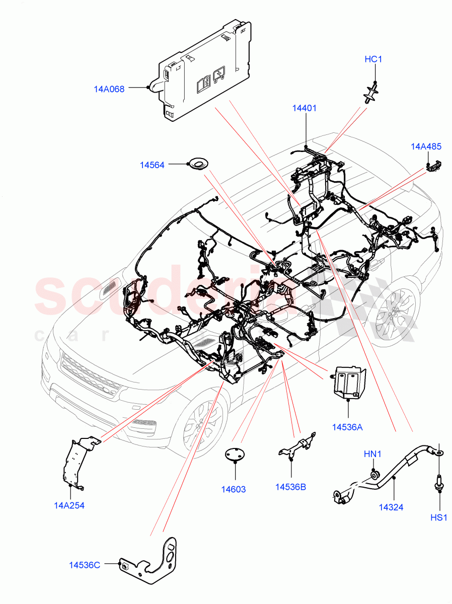 Electrical Wiring - Engine And Dash (Main Harness) ((V) FROMGA000001) of Land Rover Land Rover Range Rover Sport (2014+) [3.0 Diesel 24V DOHC TC]