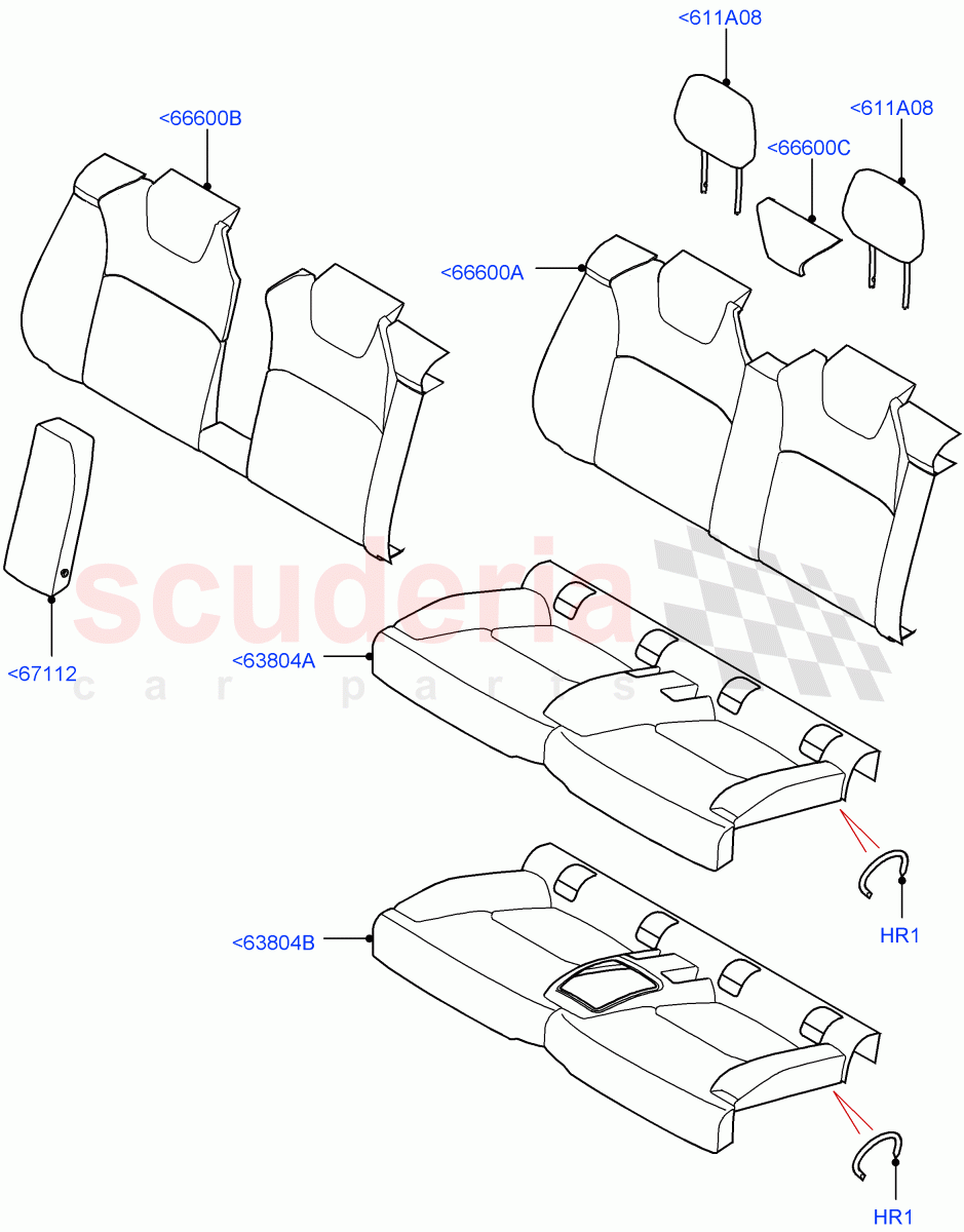Rear Seat Covers (Taurus Leather Perforated, Halewood (UK), With 2 Rear Small Individual Seats) ((V) FROMGH000001) of Land Rover Land Rover Range Rover Evoque (2012-2018) [2.0 Turbo Diesel]