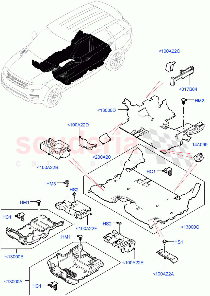 Floor Trim (Floor Carpets) (With 7 Seat Configuration) of Land Rover Land Rover Range Rover Sport (2014+) [3.0 Diesel 24V DOHC TC]