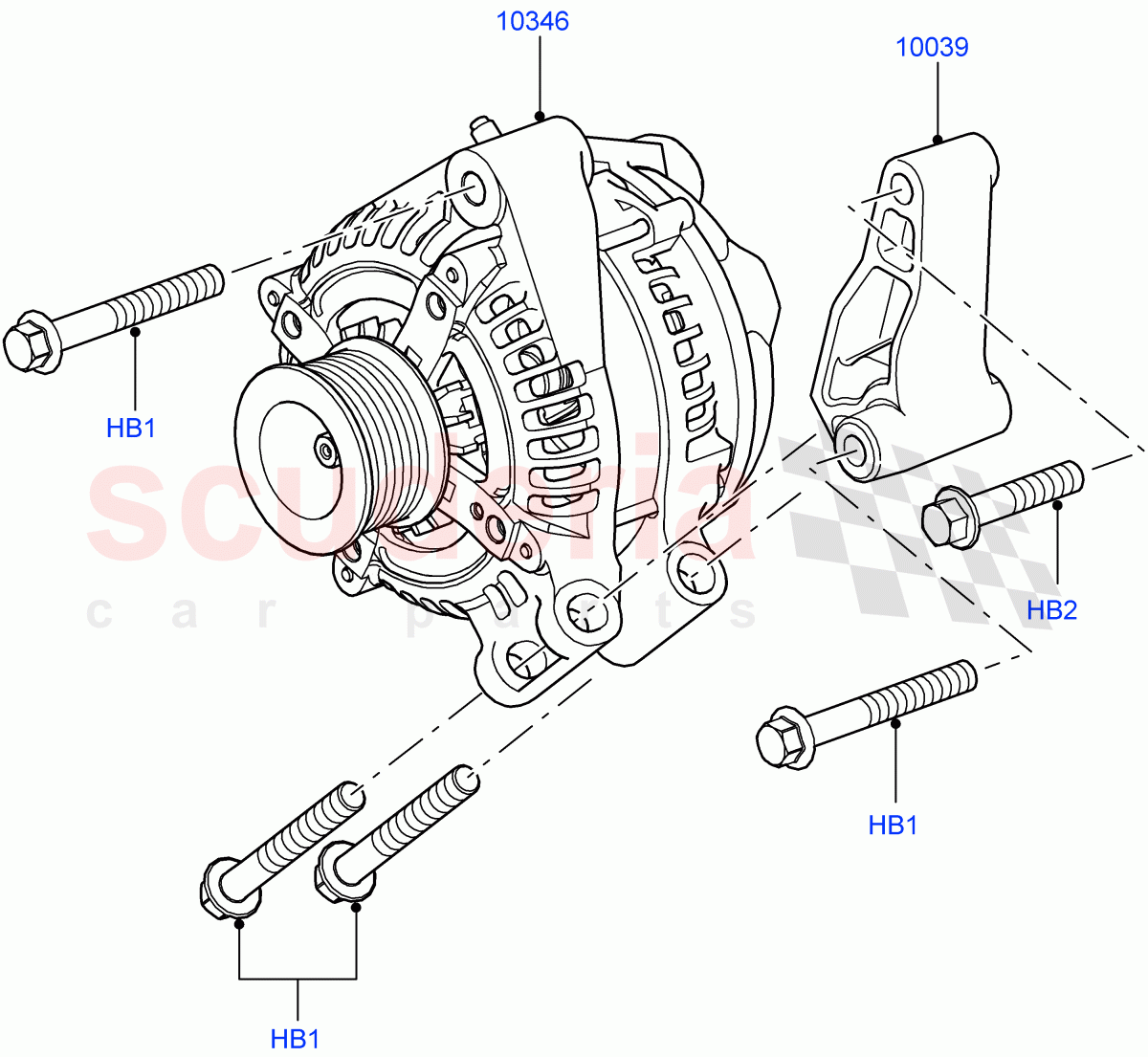 Alternator And Mountings (3.6L V8 32V DOHC EFi Diesel Lion) ((V) FROMAA000001) of Land Rover Land Rover Range Rover (2010-2012) [4.4 DOHC Diesel V8 DITC]
