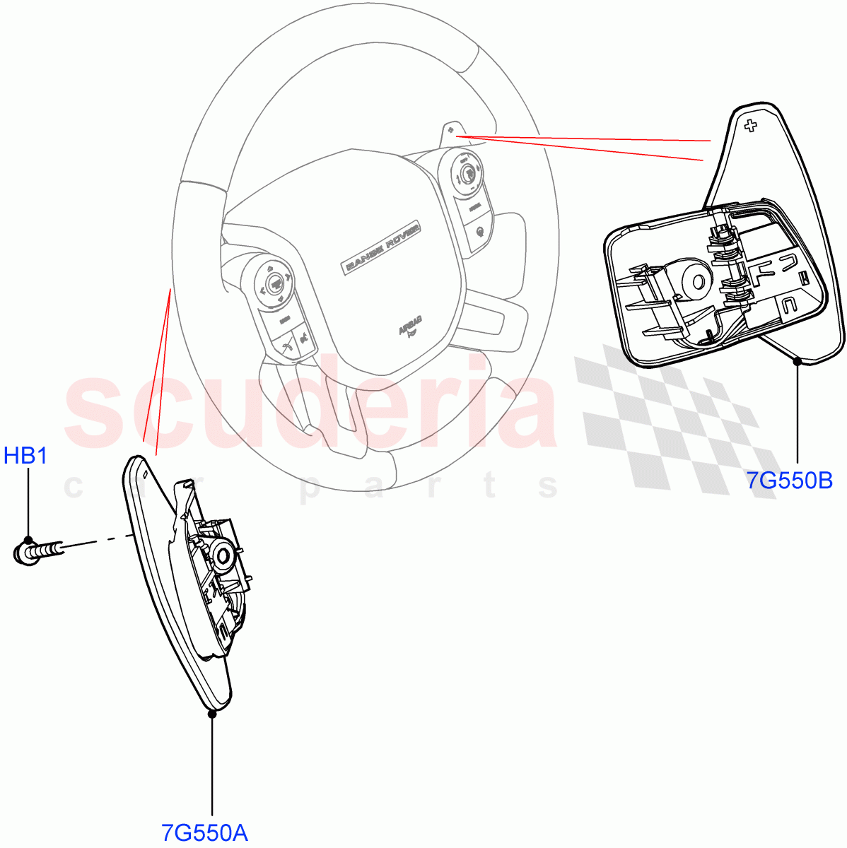 Gear Change-Automatic Transmission (Steering Wheel) (8 Speed Auto Trans ZF 8HP76, Paddle Shift, Paddle Shift - Noble, Paddle shift - Aluminium) ((V) FROMKA000001) of Land Rover Land Rover Range Rover (2012-2021) [2.0 Turbo Petrol AJ200P]