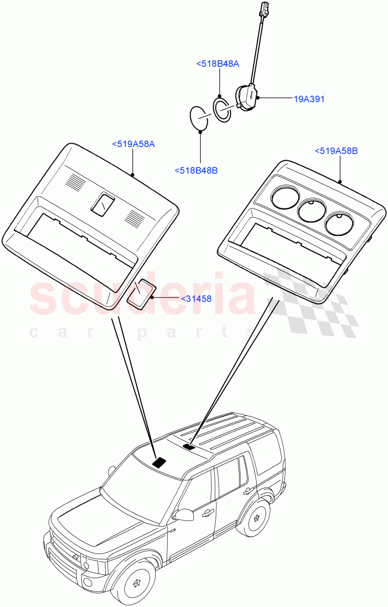 Console - Overhead ((V) FROMAA000001) of Land Rover Land Rover Discovery 4 (2010-2016) [5.0 OHC SGDI NA V8 Petrol]