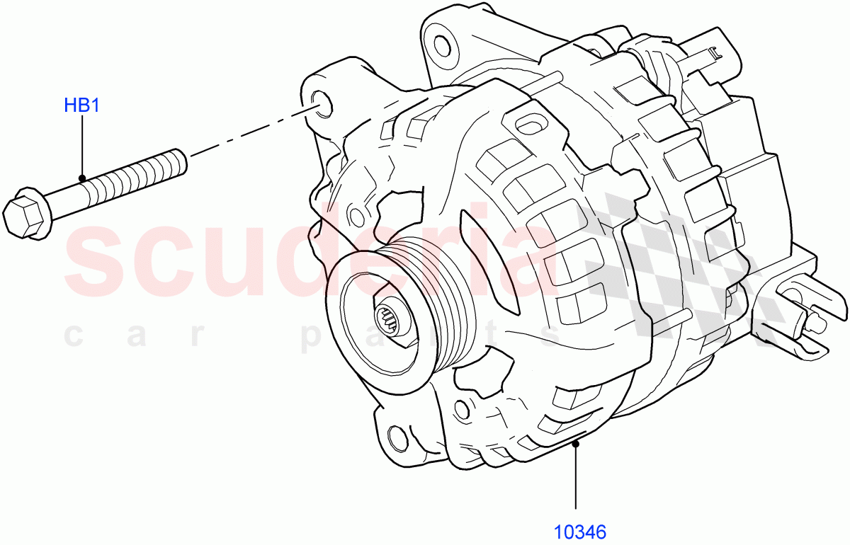 Alternator And Mountings (Nitra Plant Build) (2.0L I4 High DOHC AJ200 Petrol, 2.0L I4 DSL MID DOHC AJ200, 2.0L I4 DSL HIGH DOHC AJ200, 3.0L AJ20D6 Diesel High) ((V) FROMK2000001) of Land Rover Land Rover Discovery 5 (2017+) [3.0 I6 Turbo Petrol AJ20P6]