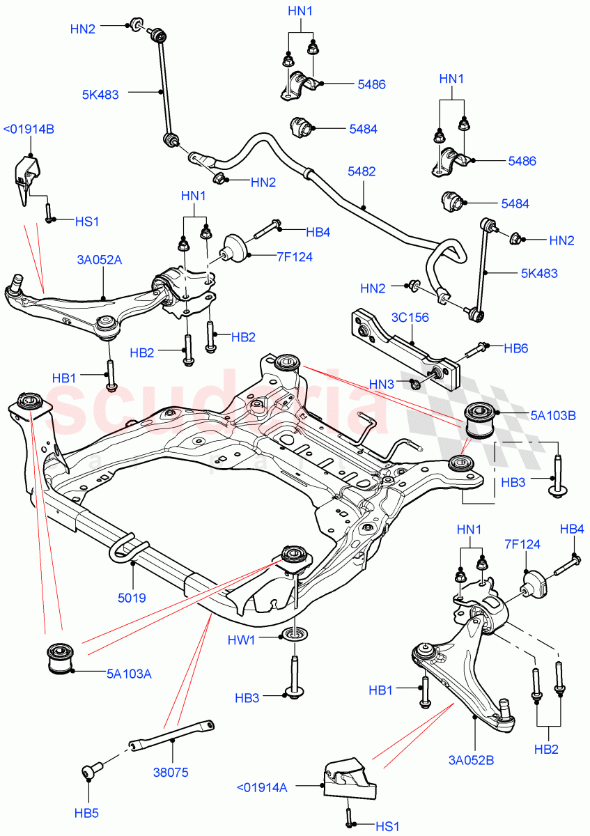 Front Susp.Arms/Stabilizer/X-Member (Halewood (UK)) of Land Rover Land Rover Range Rover Evoque (2012-2018) [2.0 Turbo Petrol GTDI]