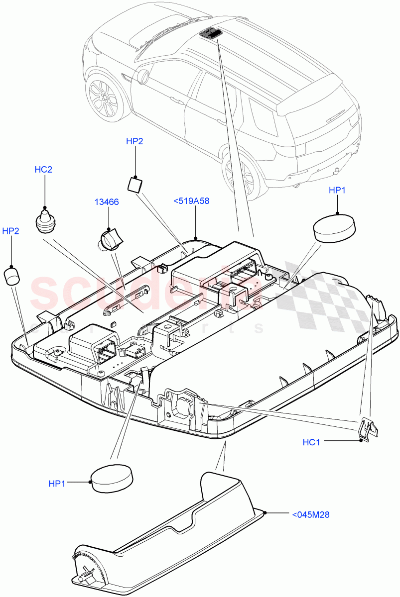 Console - Overhead (Changsu (China)) ((V) FROMFG000001) of Land Rover Land Rover Discovery Sport (2015+) [2.0 Turbo Diesel]