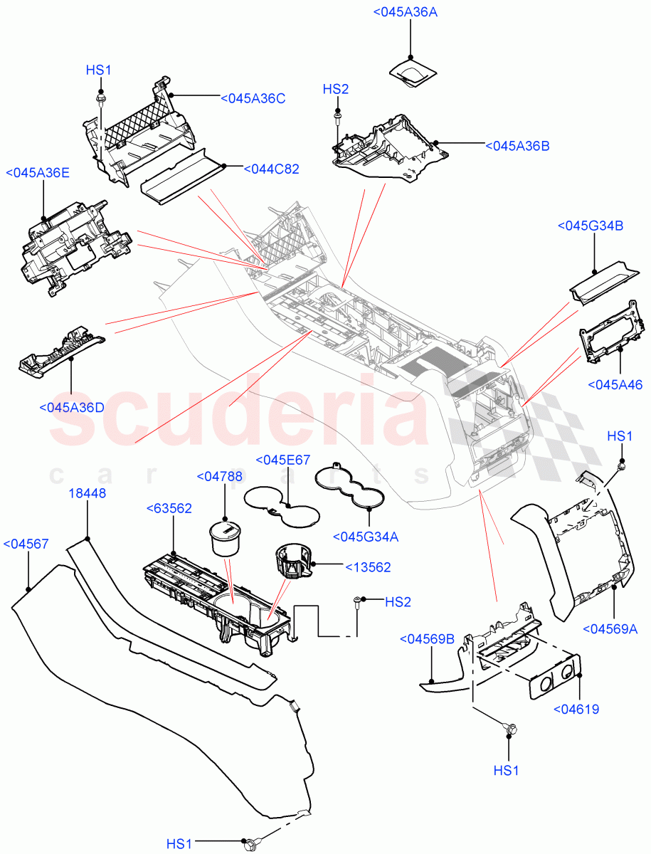Console - Floor (For Carrier Assy, Front, External Components) of Land Rover Land Rover Range Rover Sport (2014+) [3.0 DOHC GDI SC V6 Petrol]