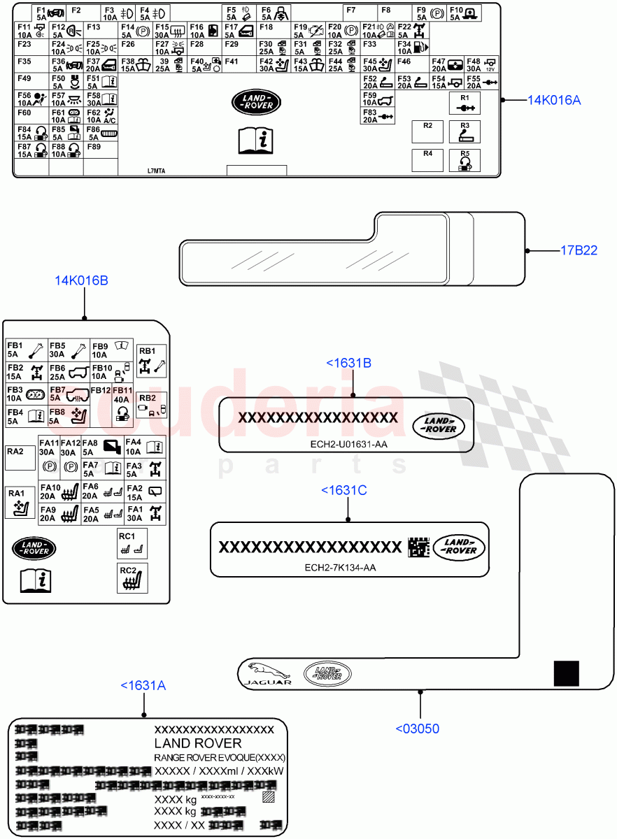 Labels (Information) (Changsu (China)) ((V) FROMEG000001) of Land Rover Land Rover Range Rover Evoque (2012-2018) [2.0 Turbo Petrol GTDI]