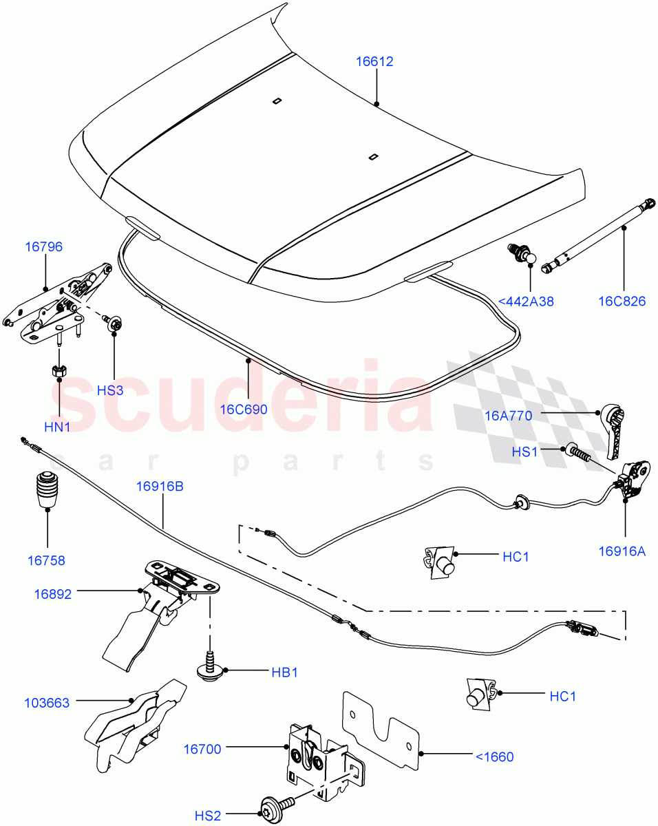 Hood And Related Parts ((V) TO9A999999) of Land Rover Land Rover Range Rover Sport (2005-2009) [4.4 AJ Petrol V8]
