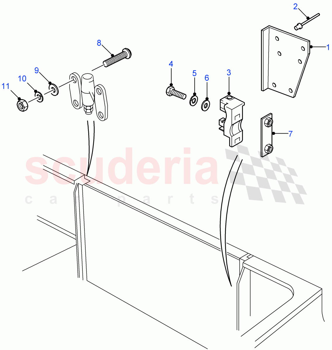 Tailboard Lower Side Hinged Striker ((V) FROM7A000001) of Land Rover Land Rover Defender (2007-2016)
